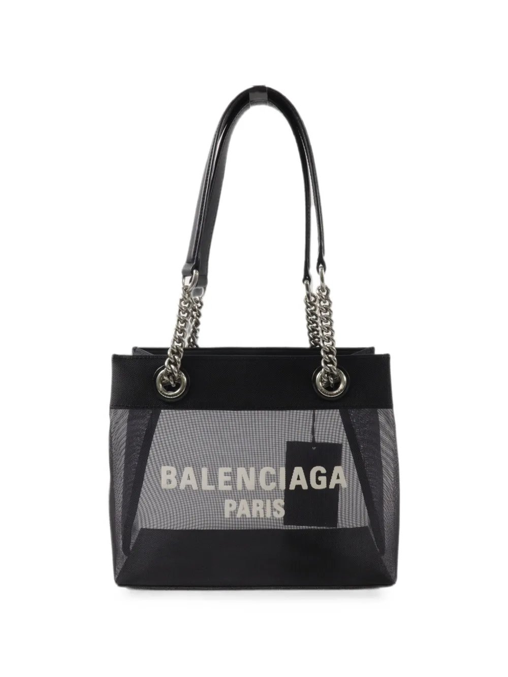 mesh-panel chain-link tote bag