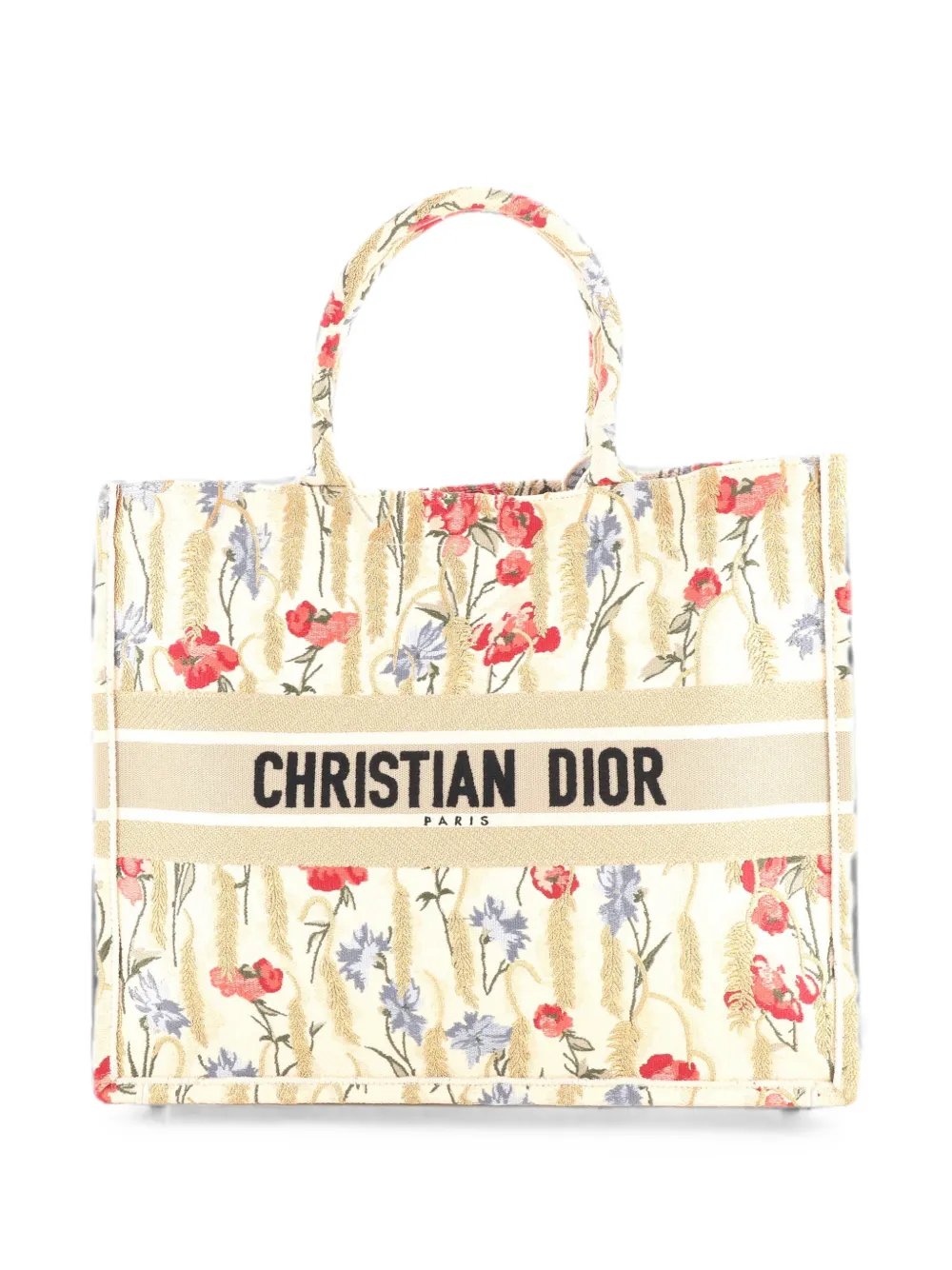 Book Embroidered Canvas Large tote bag