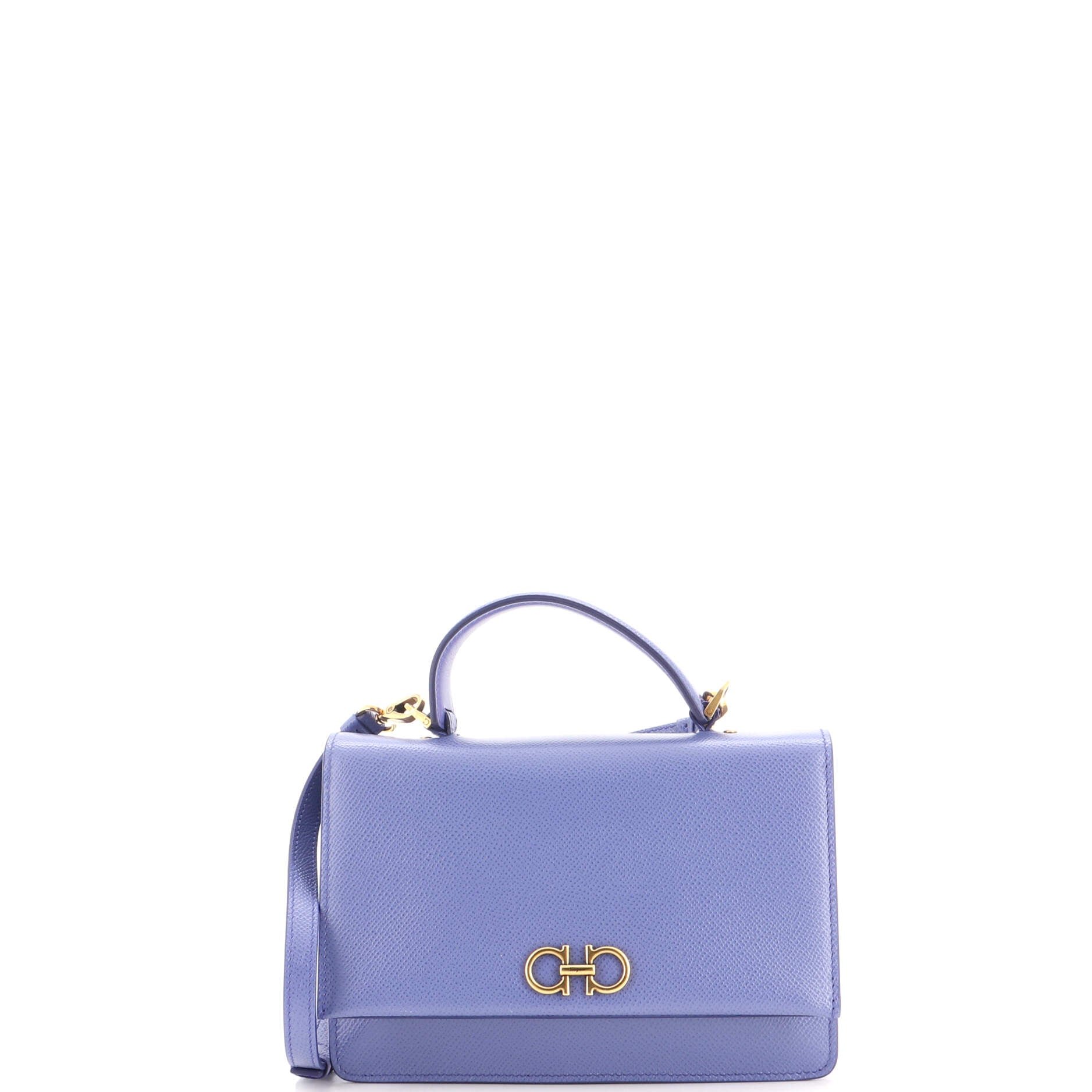 Ferragamo Gancini Top Handle Crossbody Bag Leather Mini