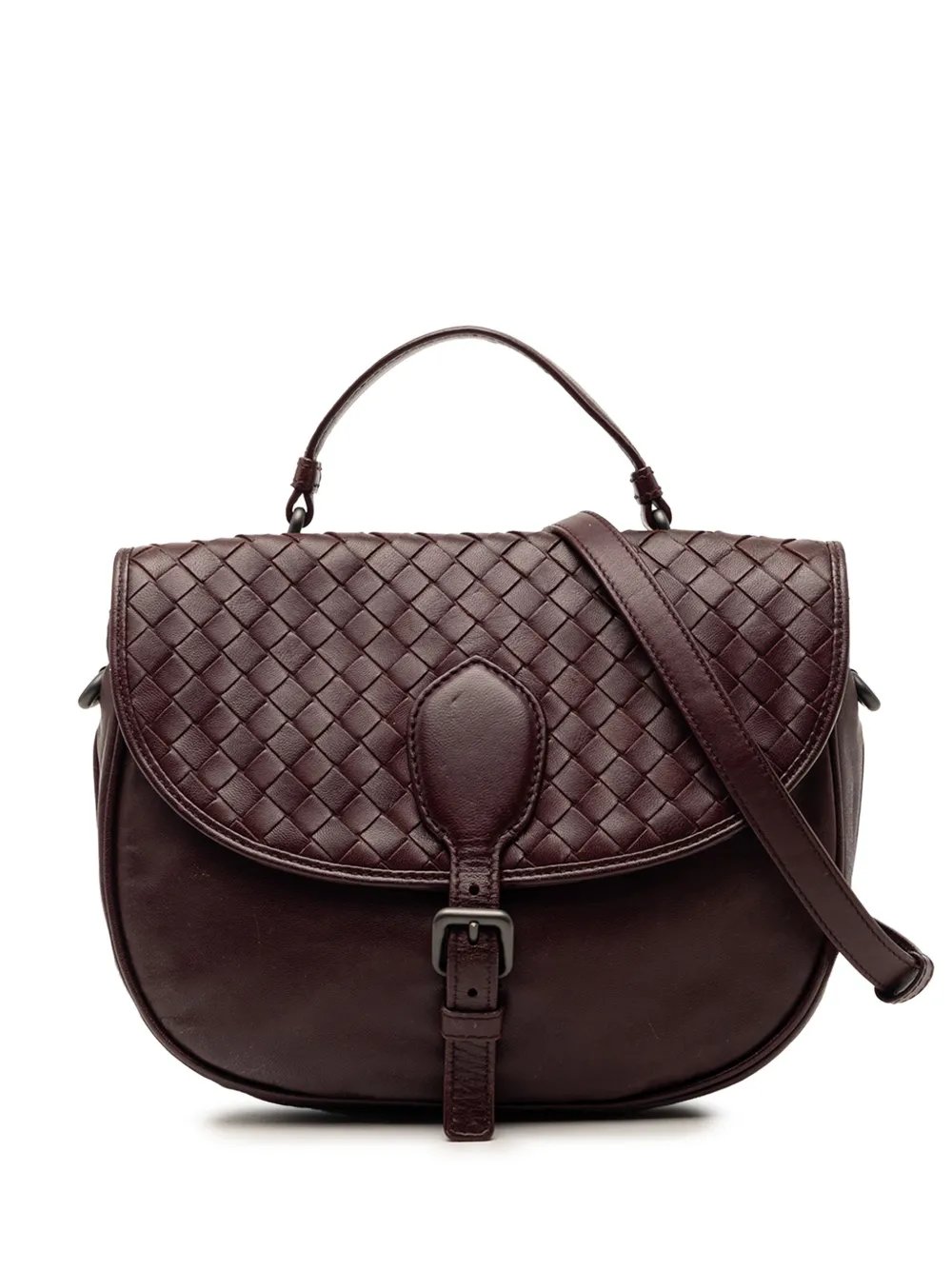 2012-2026 Intrecciato Trimmed Leather Double Sided Flap satchel