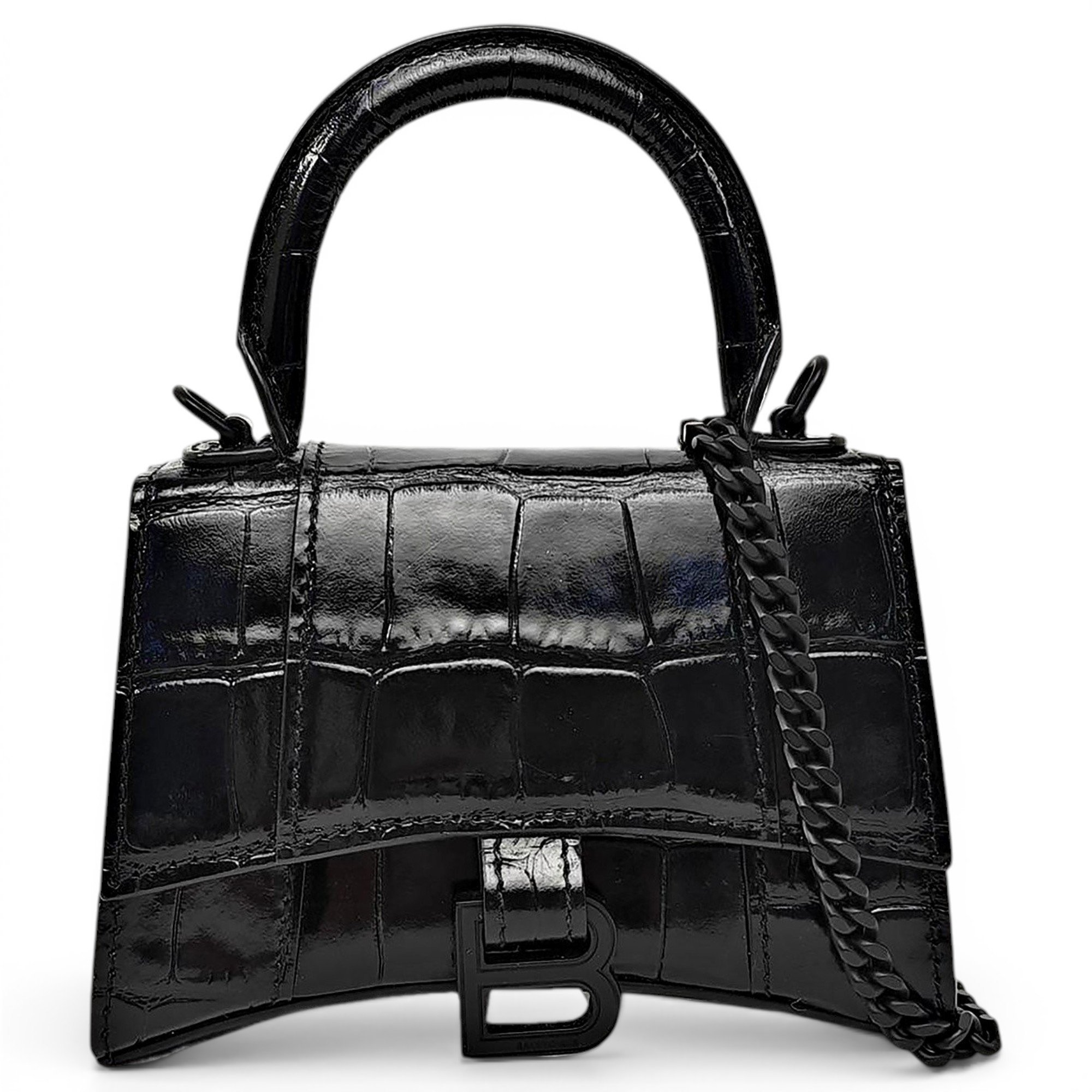 Hourglass leather handbag