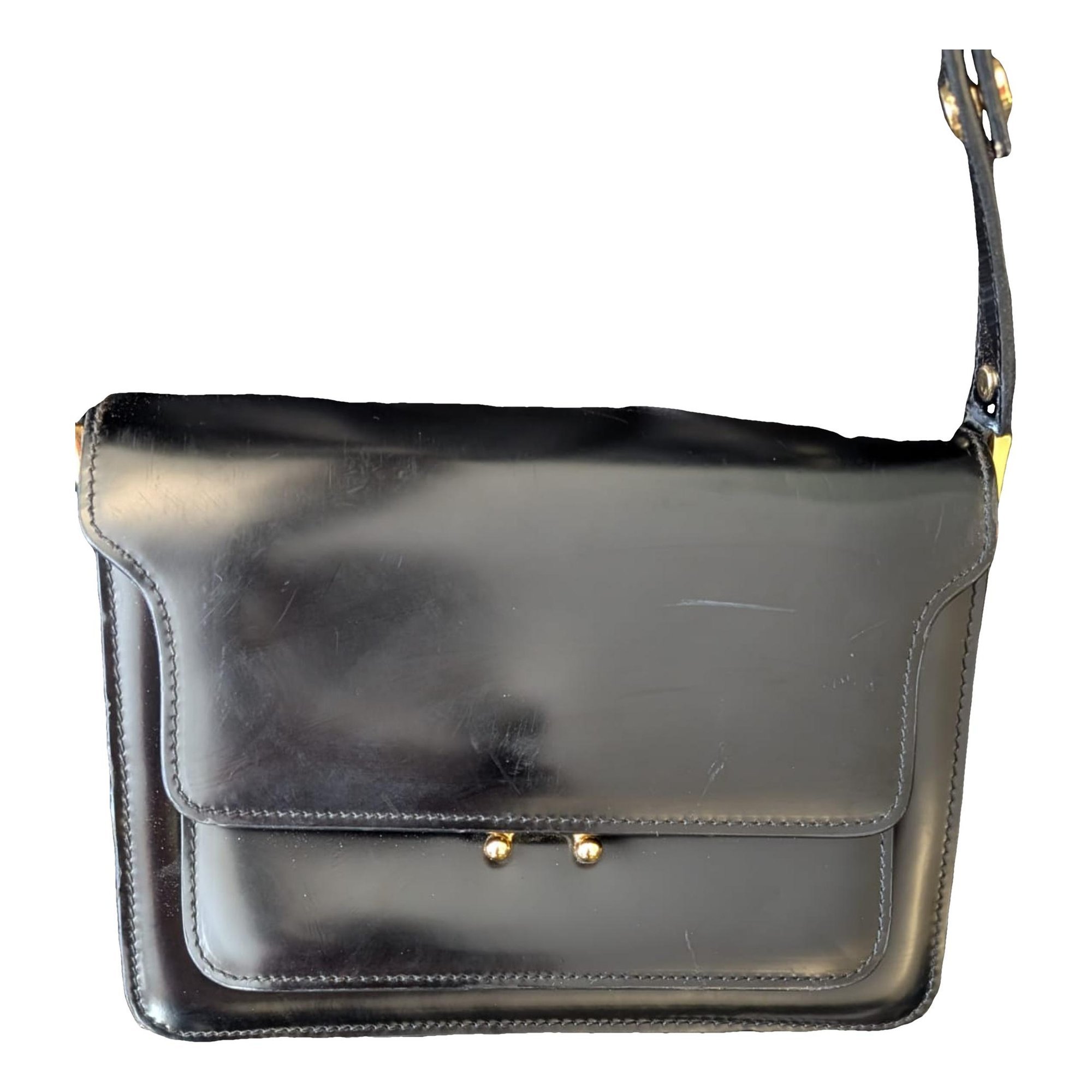 Trunk patent leather crossbody bag