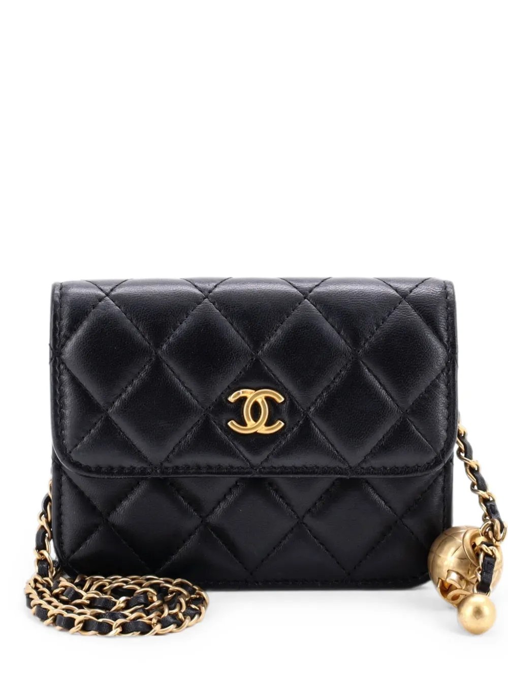 Pearl Crush Flap Clutch with Chain Quilted Lambskin Mini crossbody bag