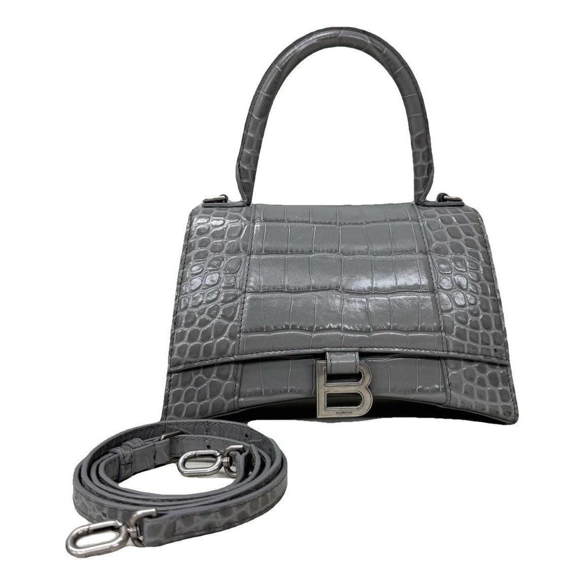Hourglass leather handbag