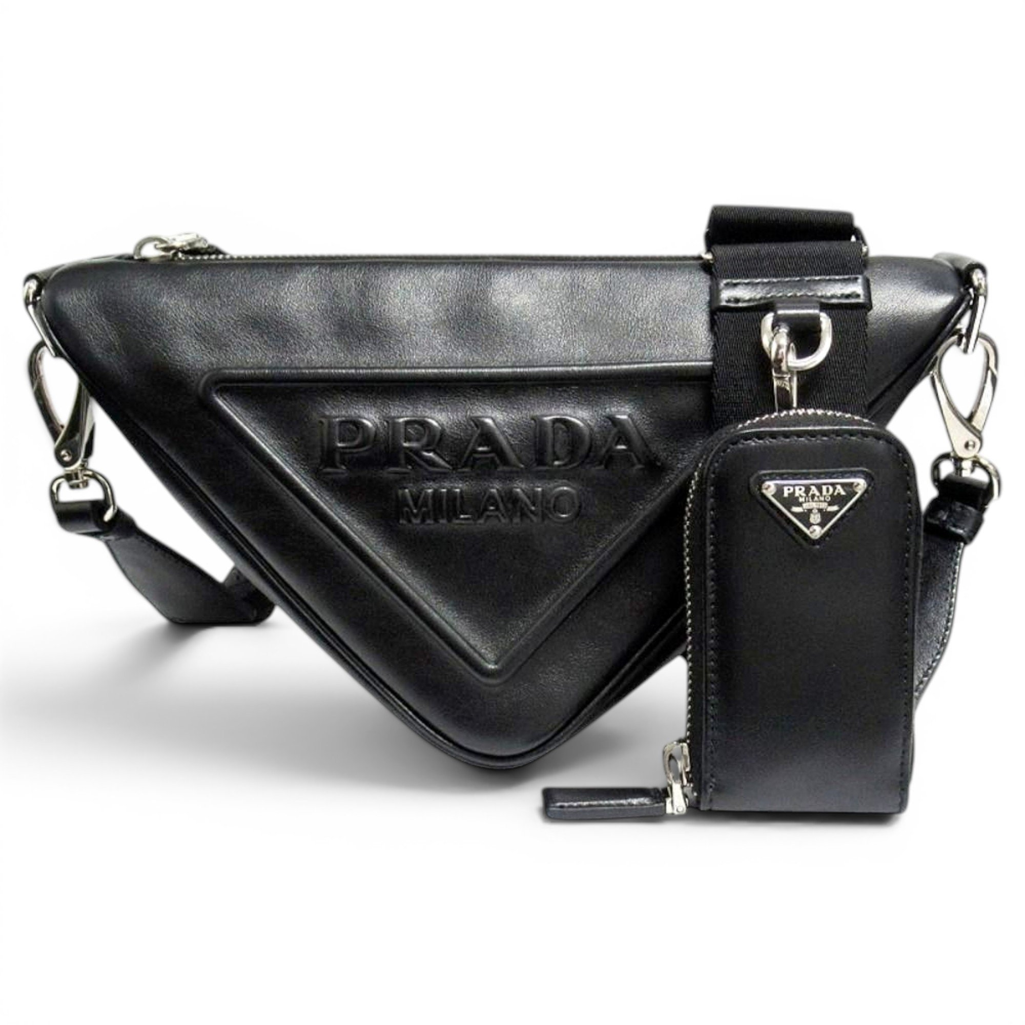 Triangle leather crossbody bag
