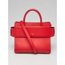 Givenchy Givenchy Red Smooth Calfskin Leather Small Horizon Tote Bag