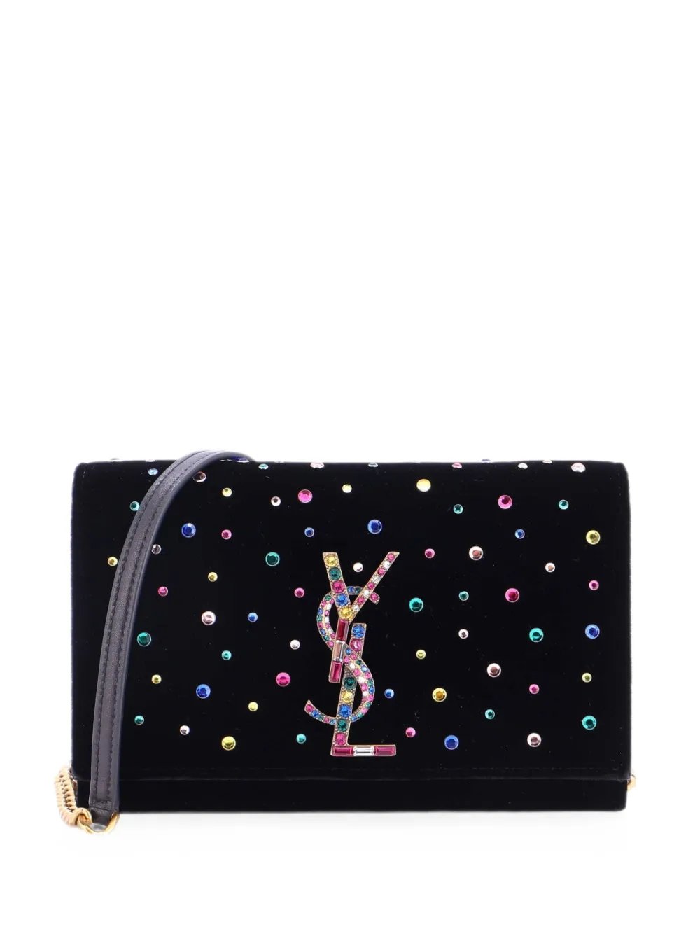 Classic Monogram Wallet on Chain Embellished Velvet crossbody bag