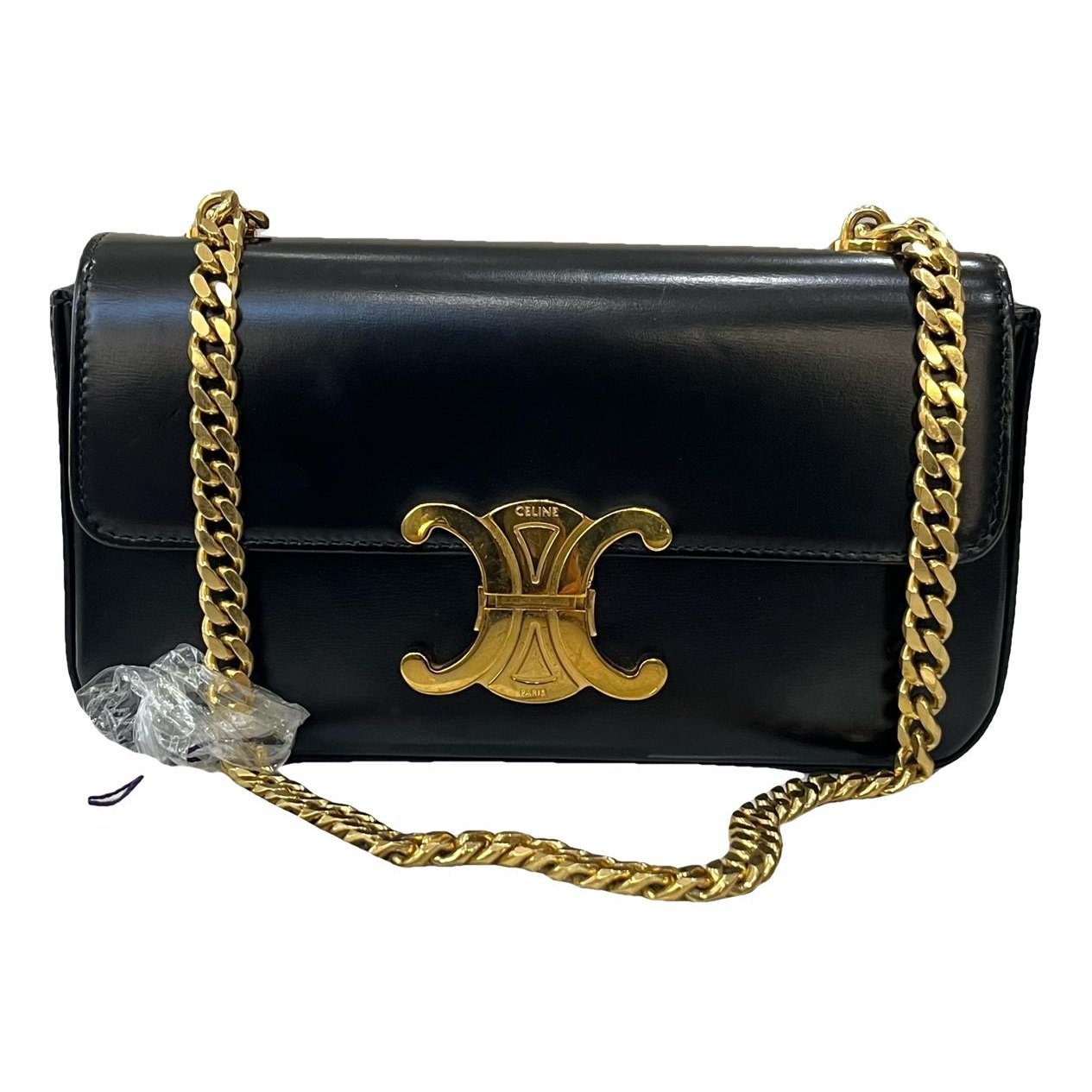 Triomphe chain leather handbag