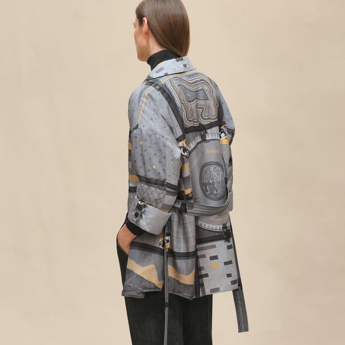 Gris Ténorite "Coloriages De Jour" Quilted Overshirt