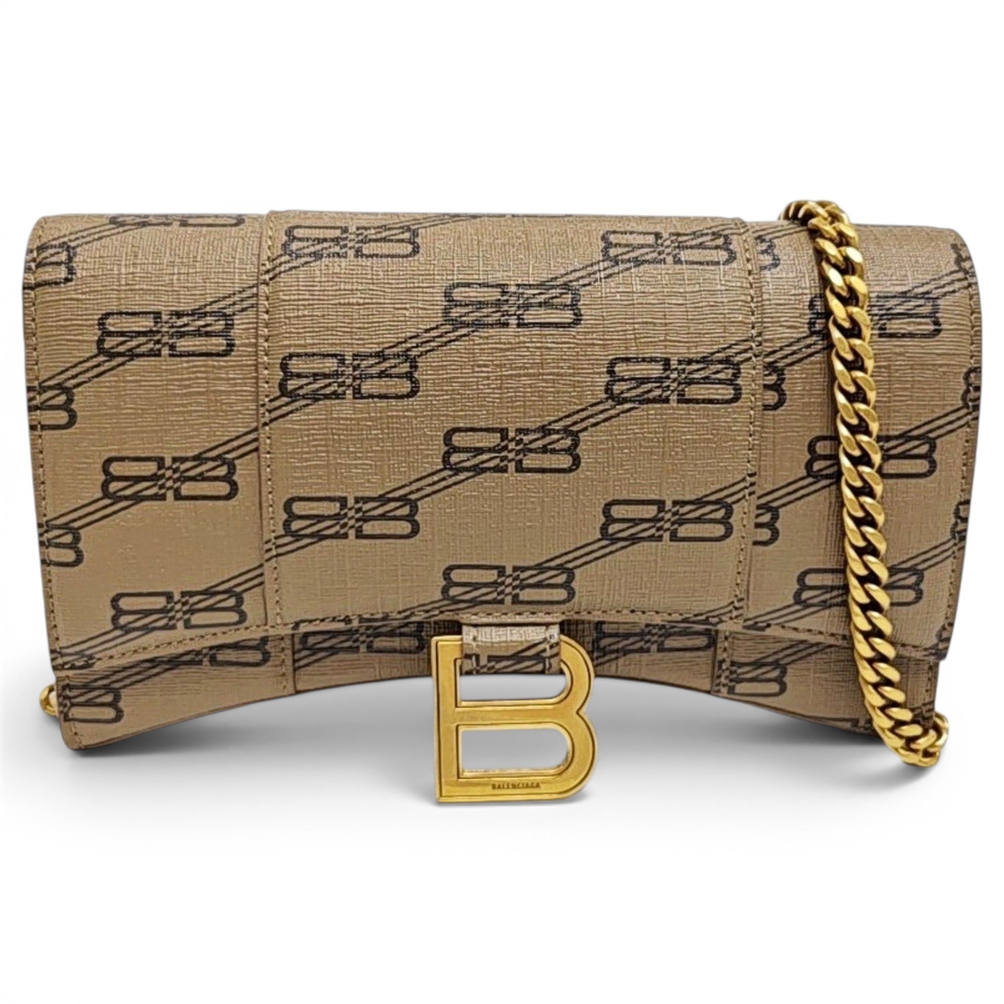 Hourglass leather handbag