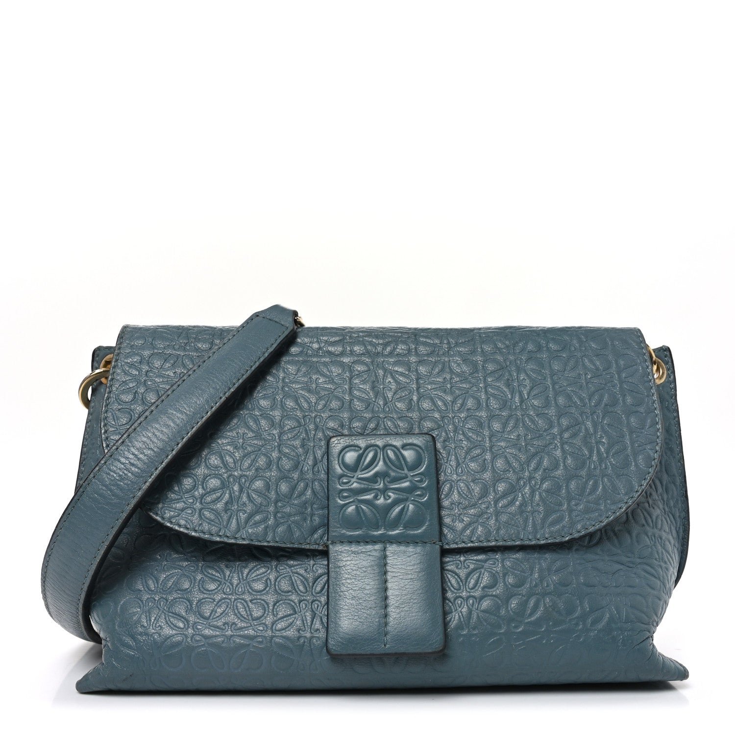 Loewe Loewe Goatskin Embossed Avenue Shoulder Bag Blue