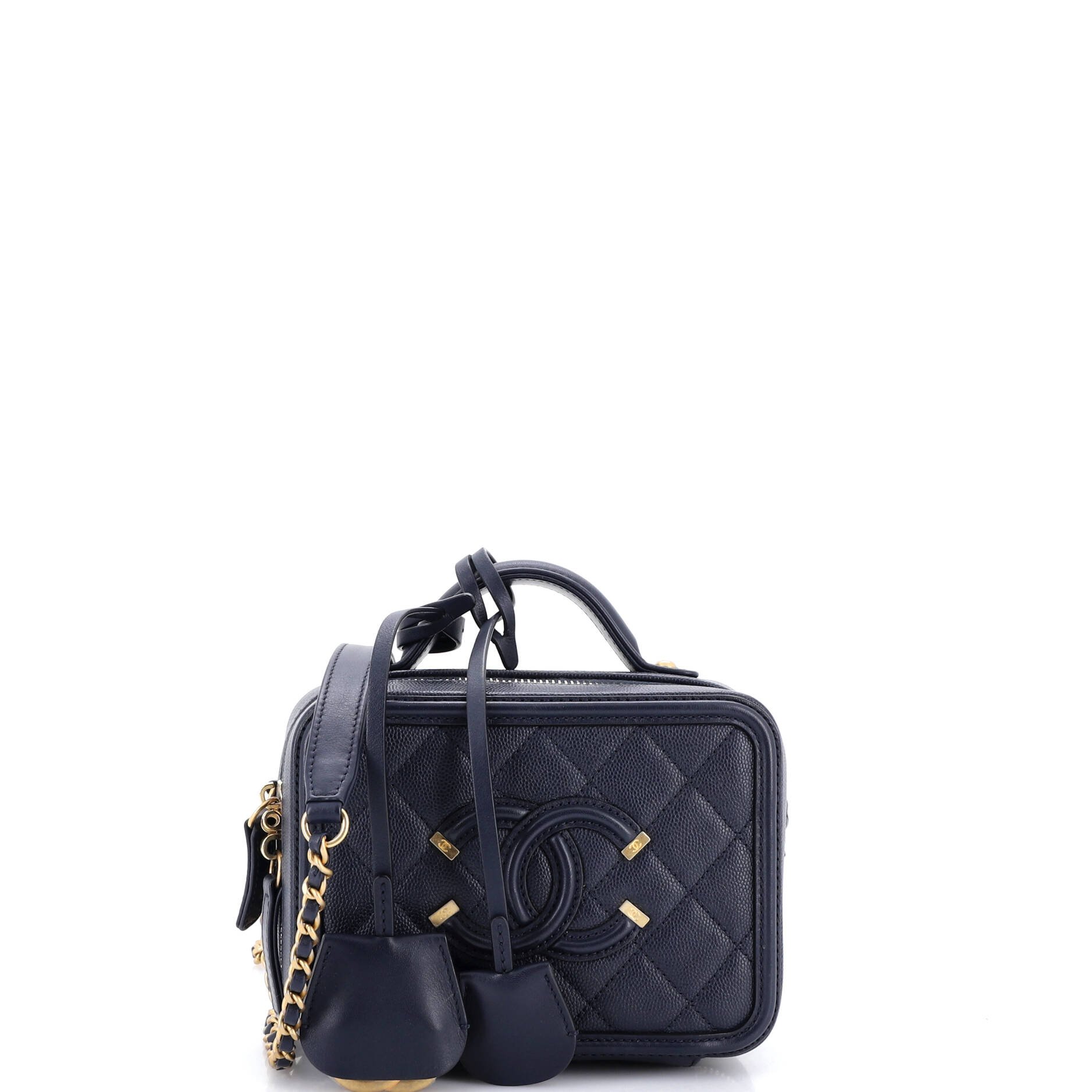 Filigree Vanity Case Quilted Caviar Small