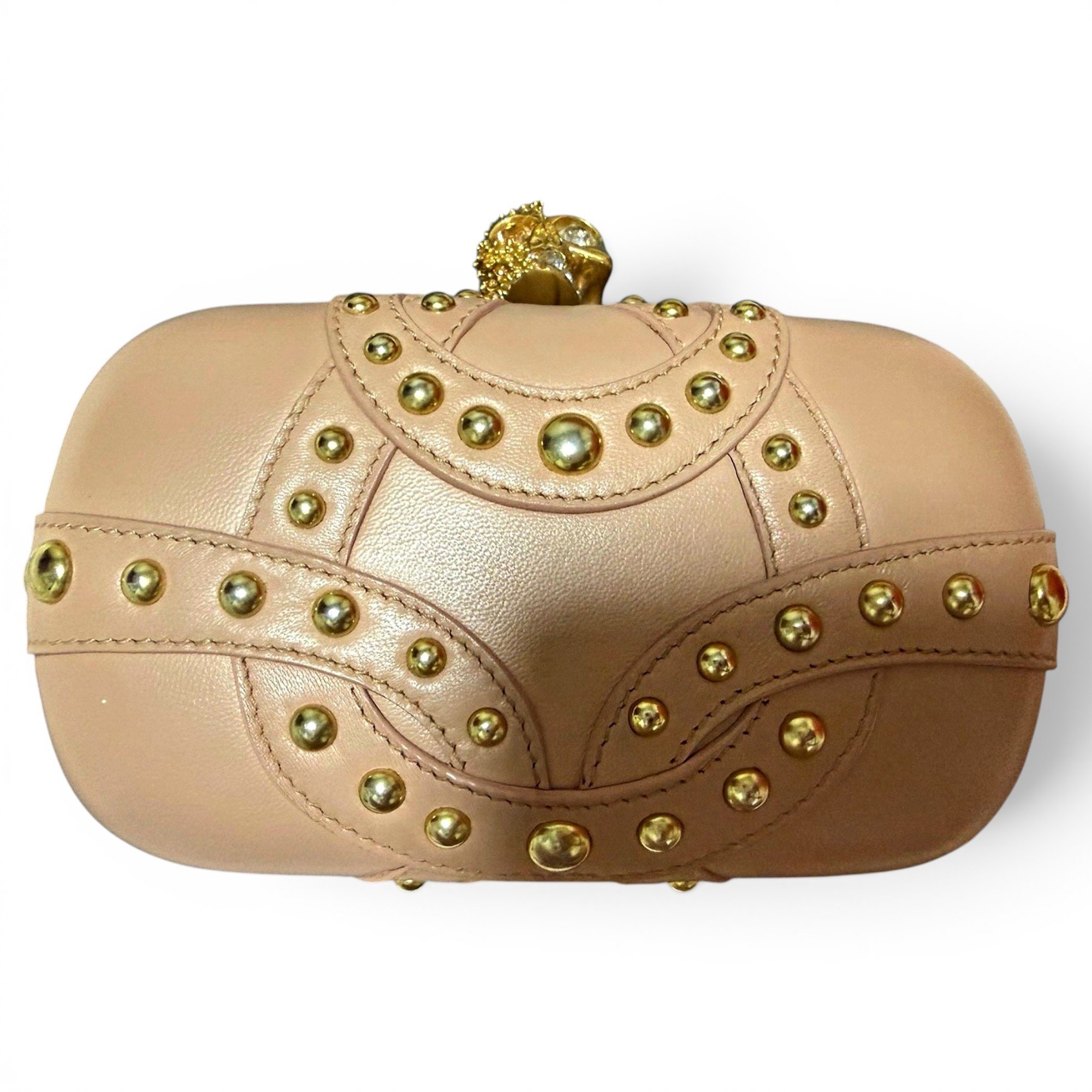 Skull leather clutch bag