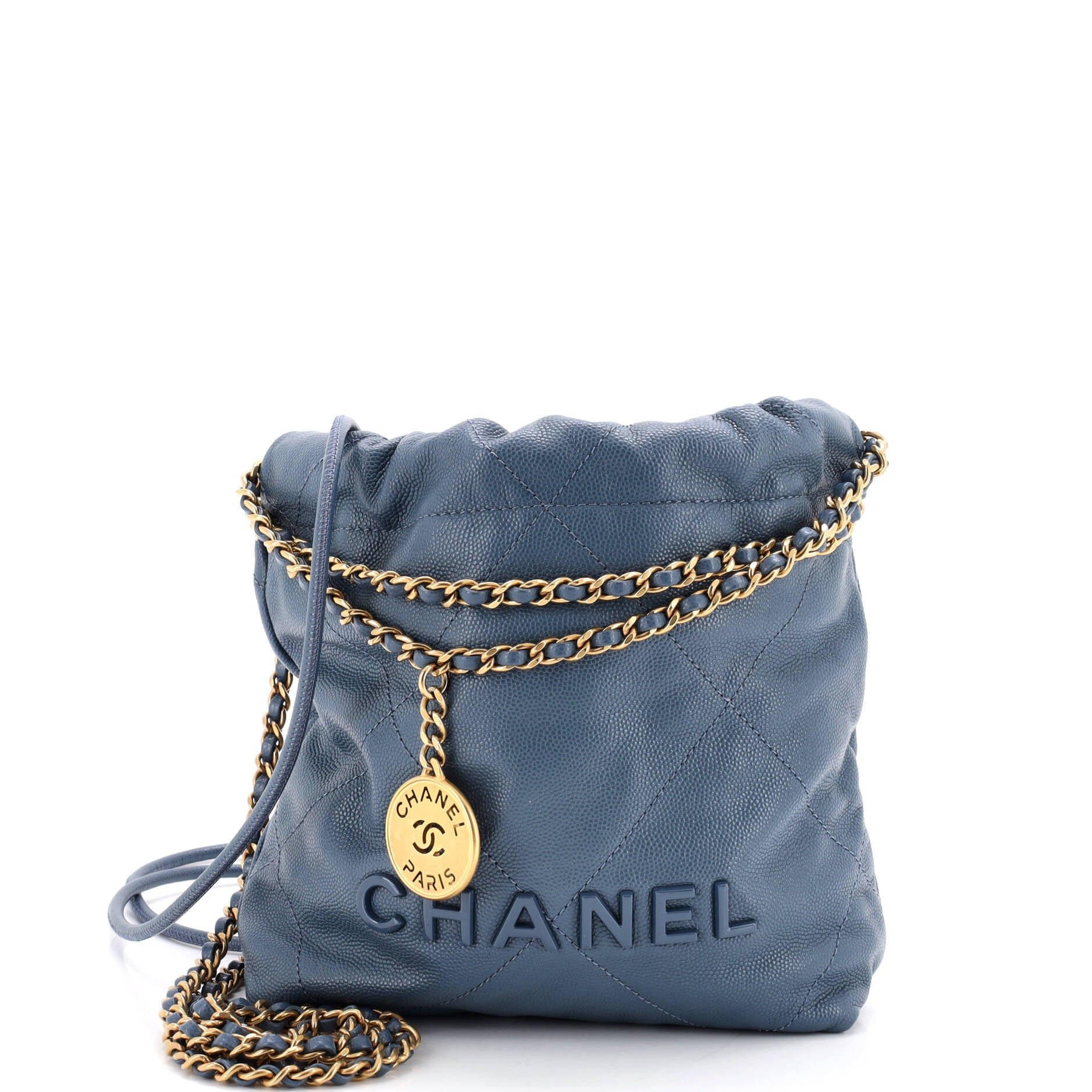 22 Chain Hobo Quilted Caviar Mini