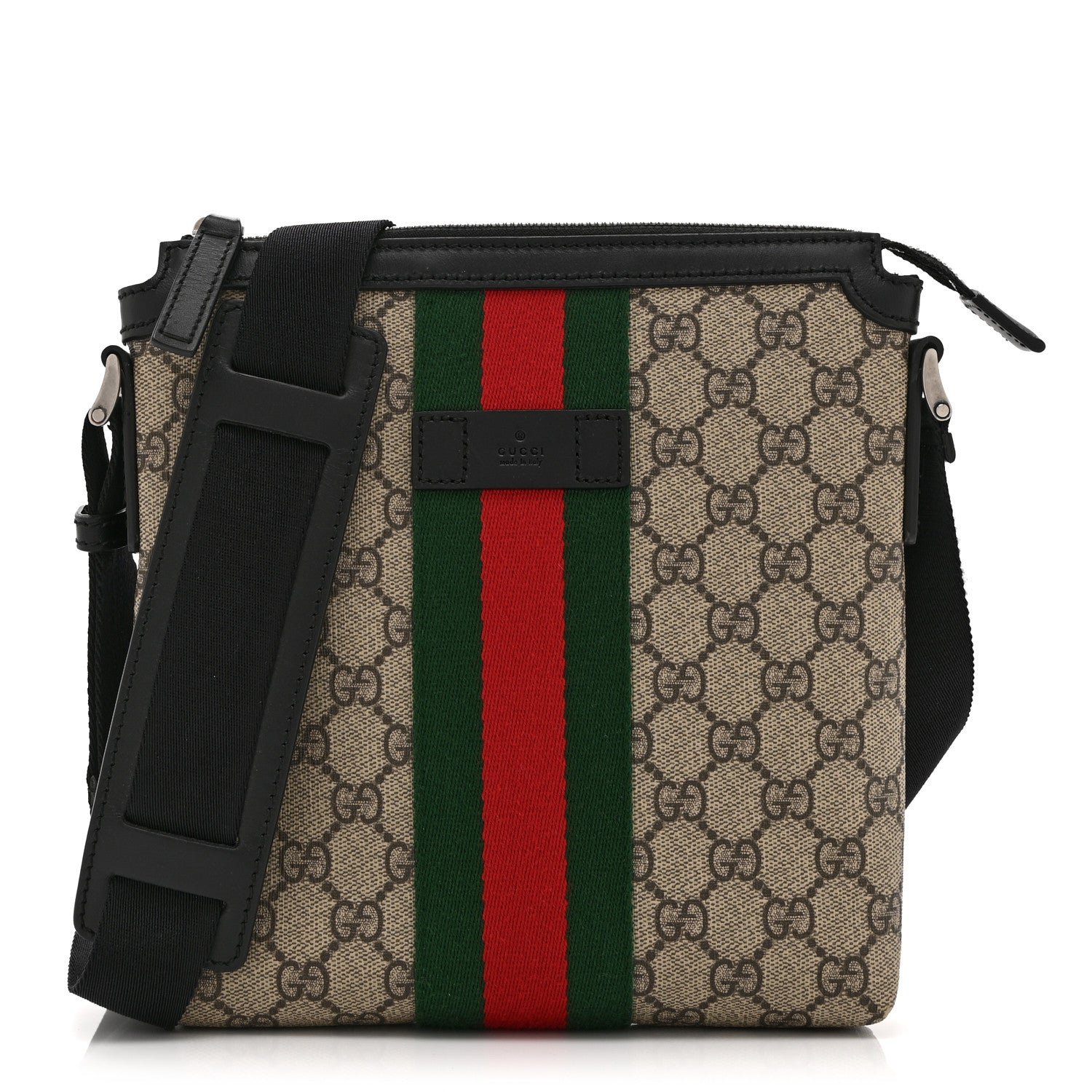 Gucci GG Supreme Monogram Web Messenger Bag Black