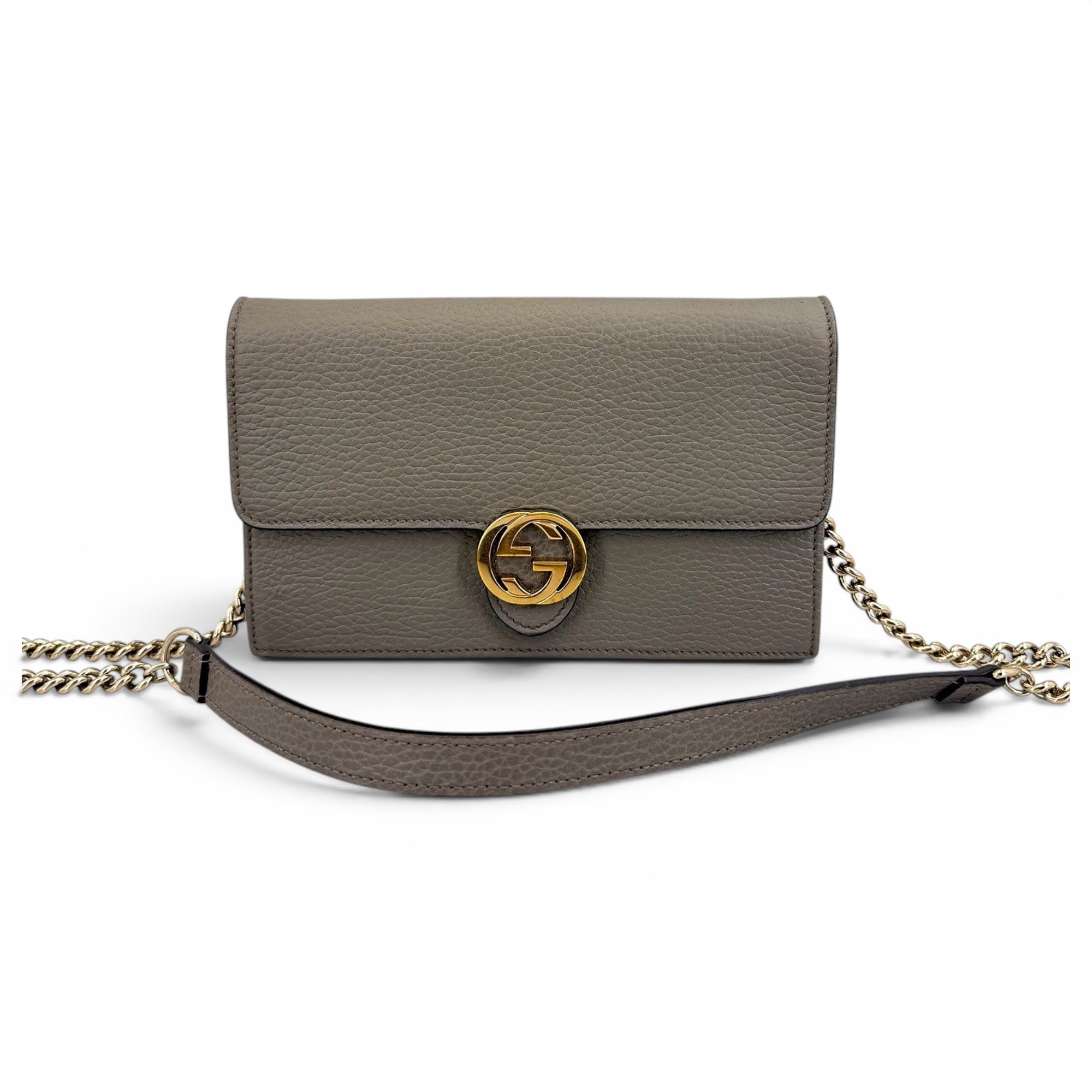 Interlocking leather handbag