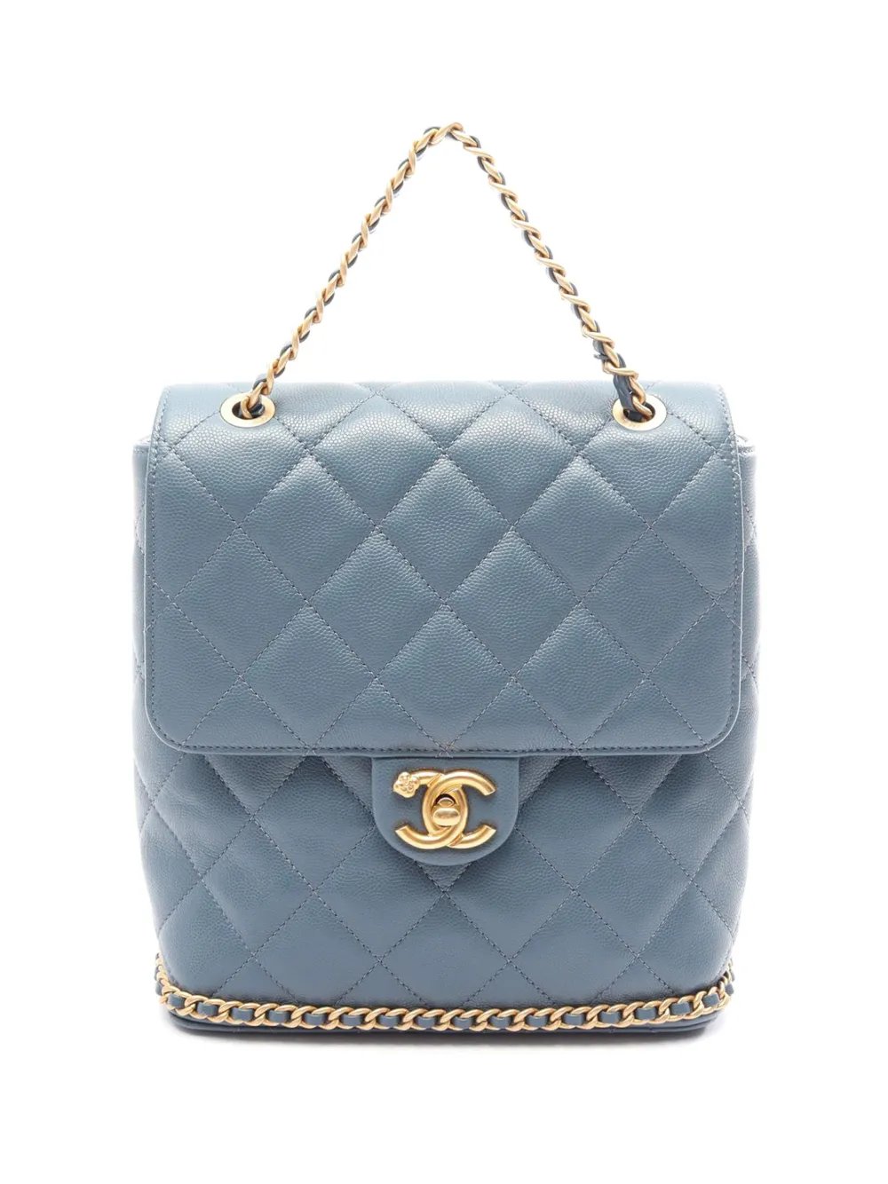 2021-2026 CC Quilted Caviar Camellia Chain Around backpack