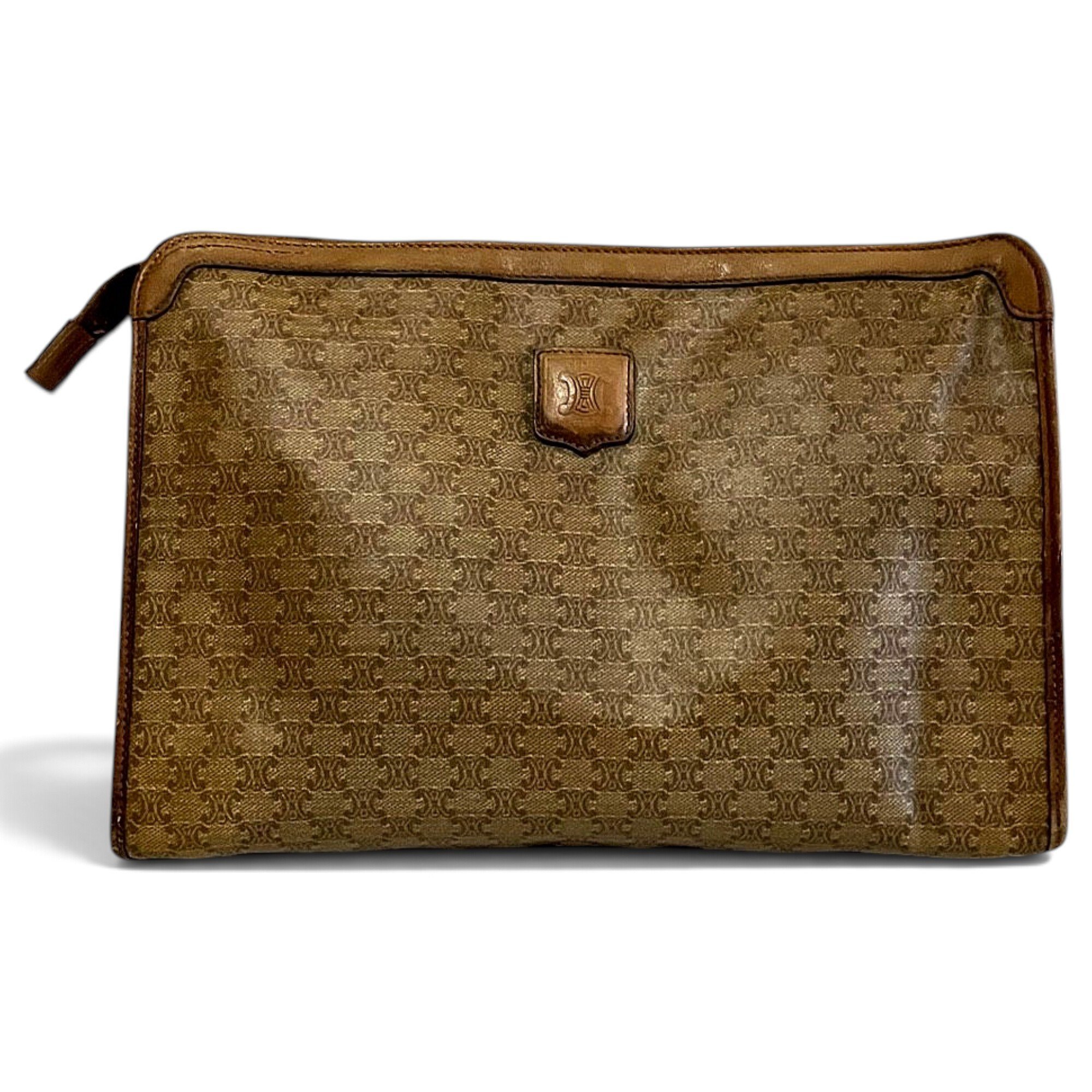 Triomphe Vintage leather clutch bag