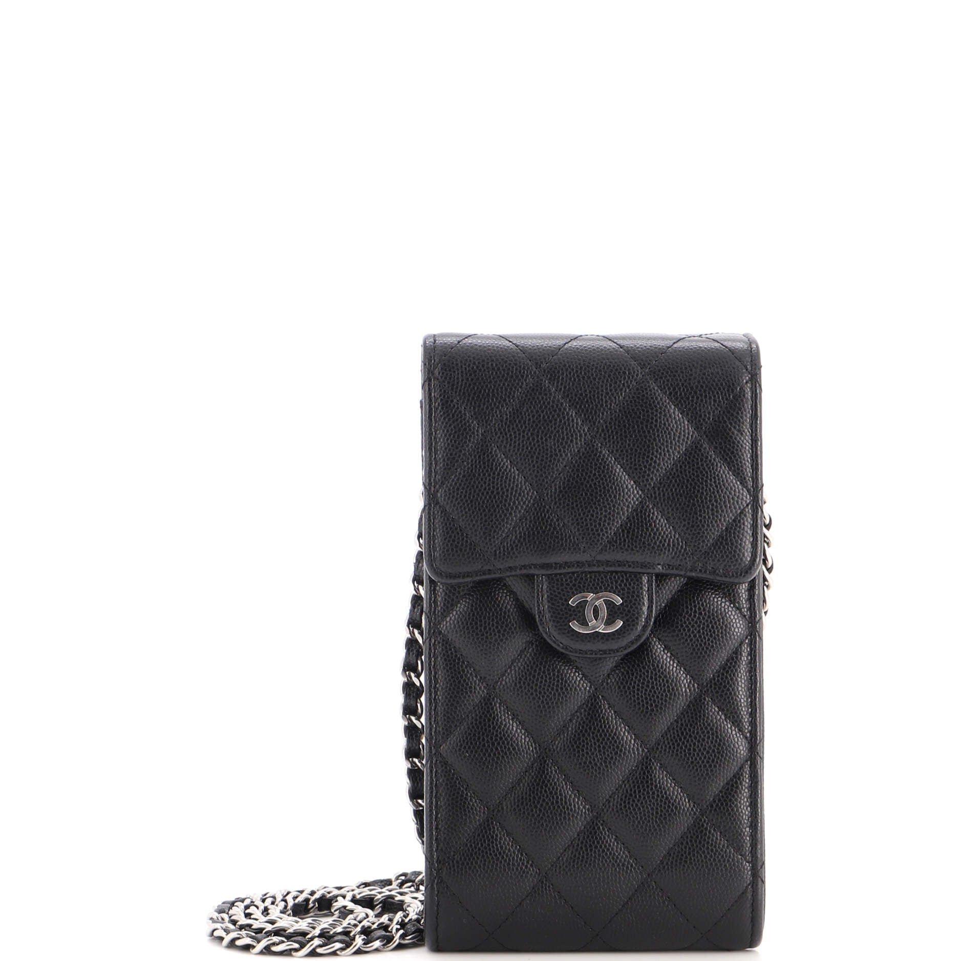 CC Flap Phone Holder Crossbody Bag Quilted Caviar