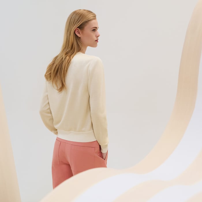 Blanc Sel "Guepards Et Palmettes" Long-sleeve Twillaine Sweater