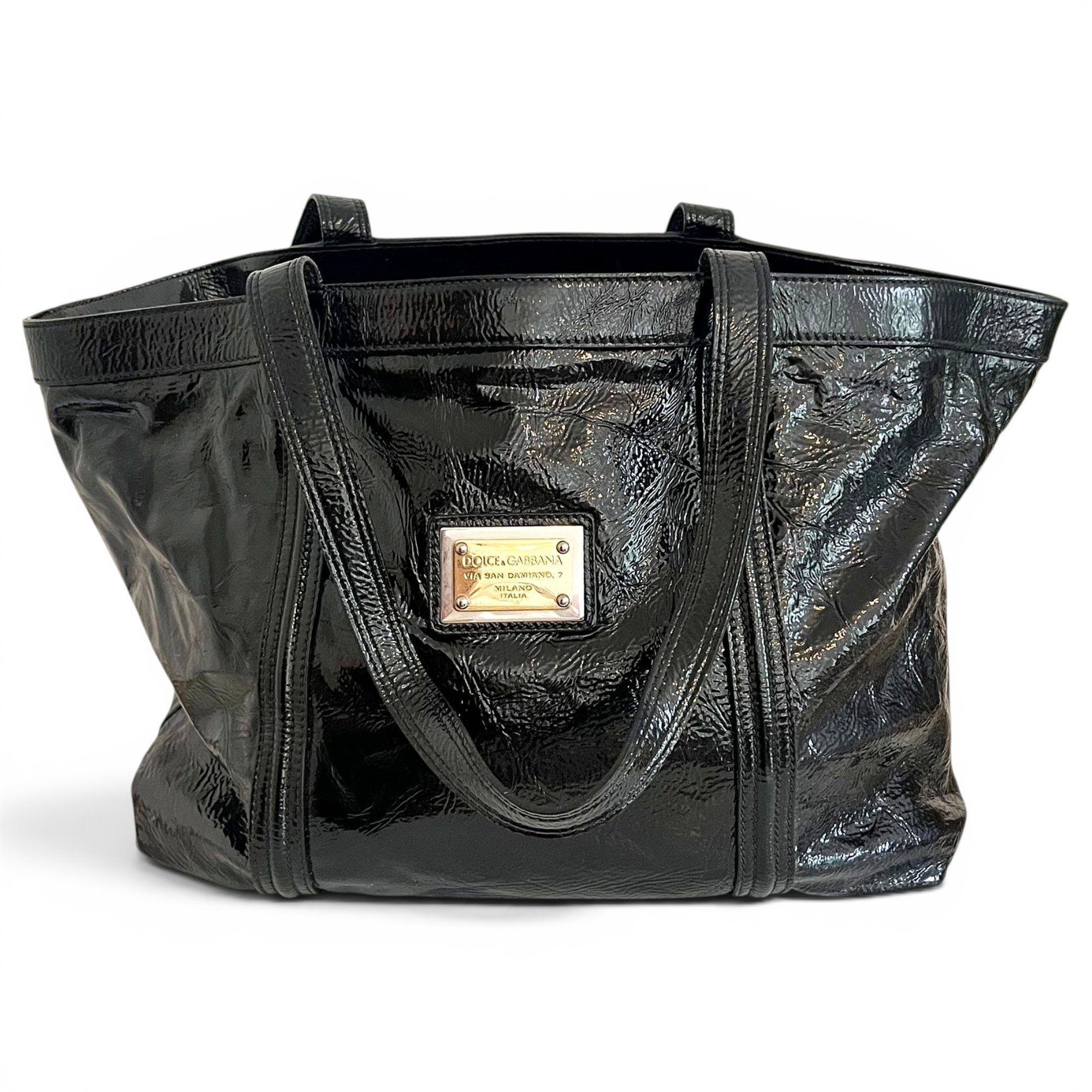 Patent leather handbag