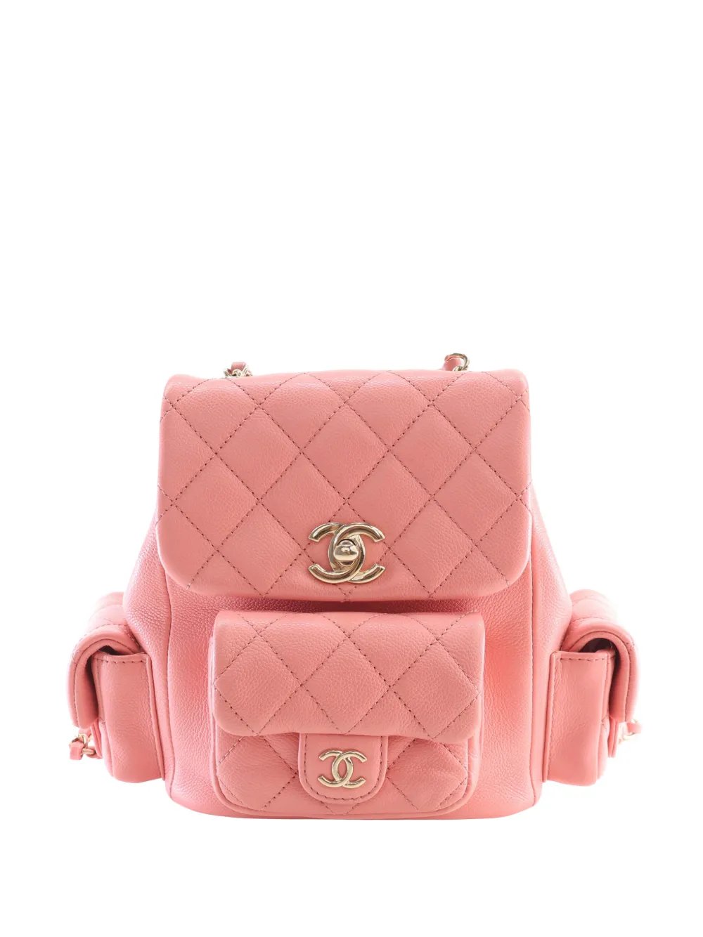 2021-2026 Small Quilted Caviar Duma Triple Pockets Drawstring backpack