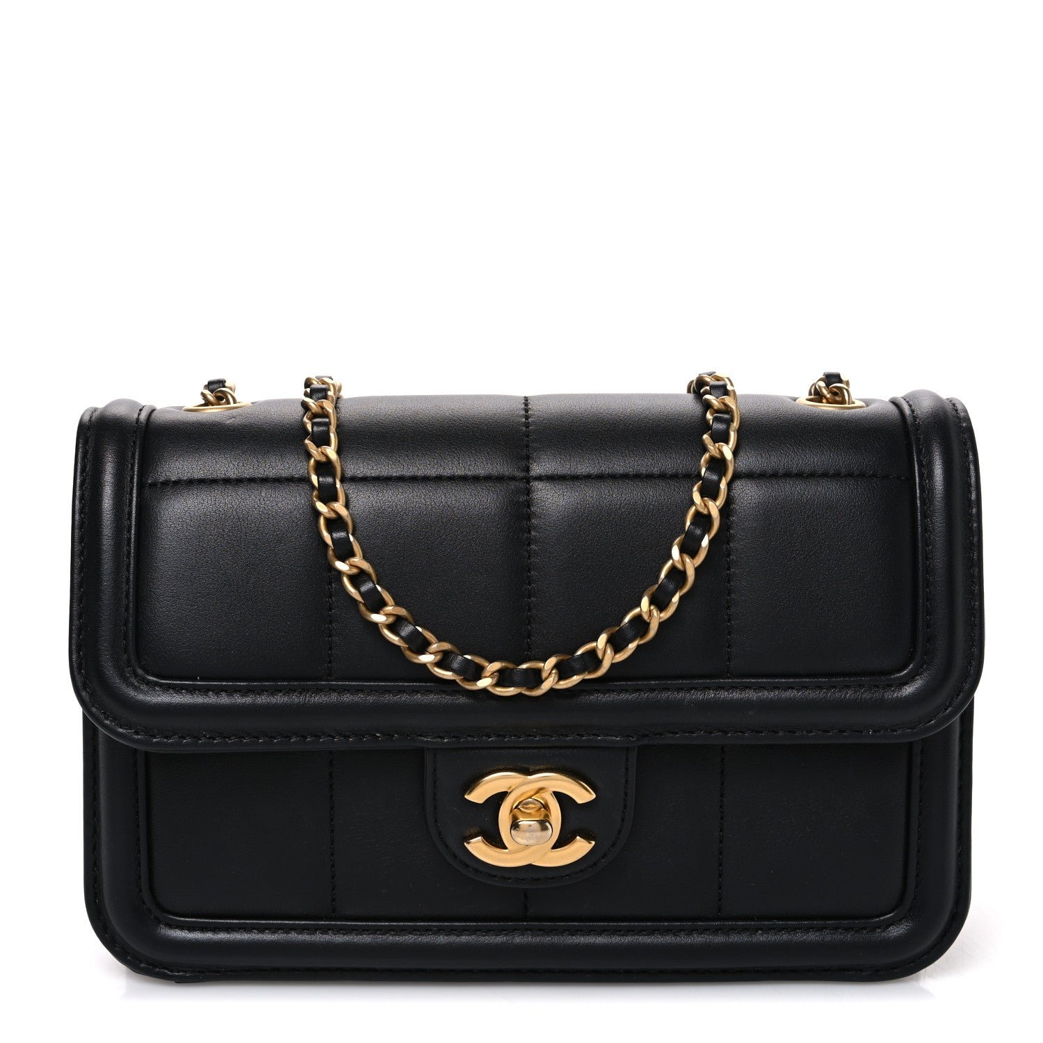 Chanel Lambskin Calfskin Mini Chocolate Bar Flap Bag Black