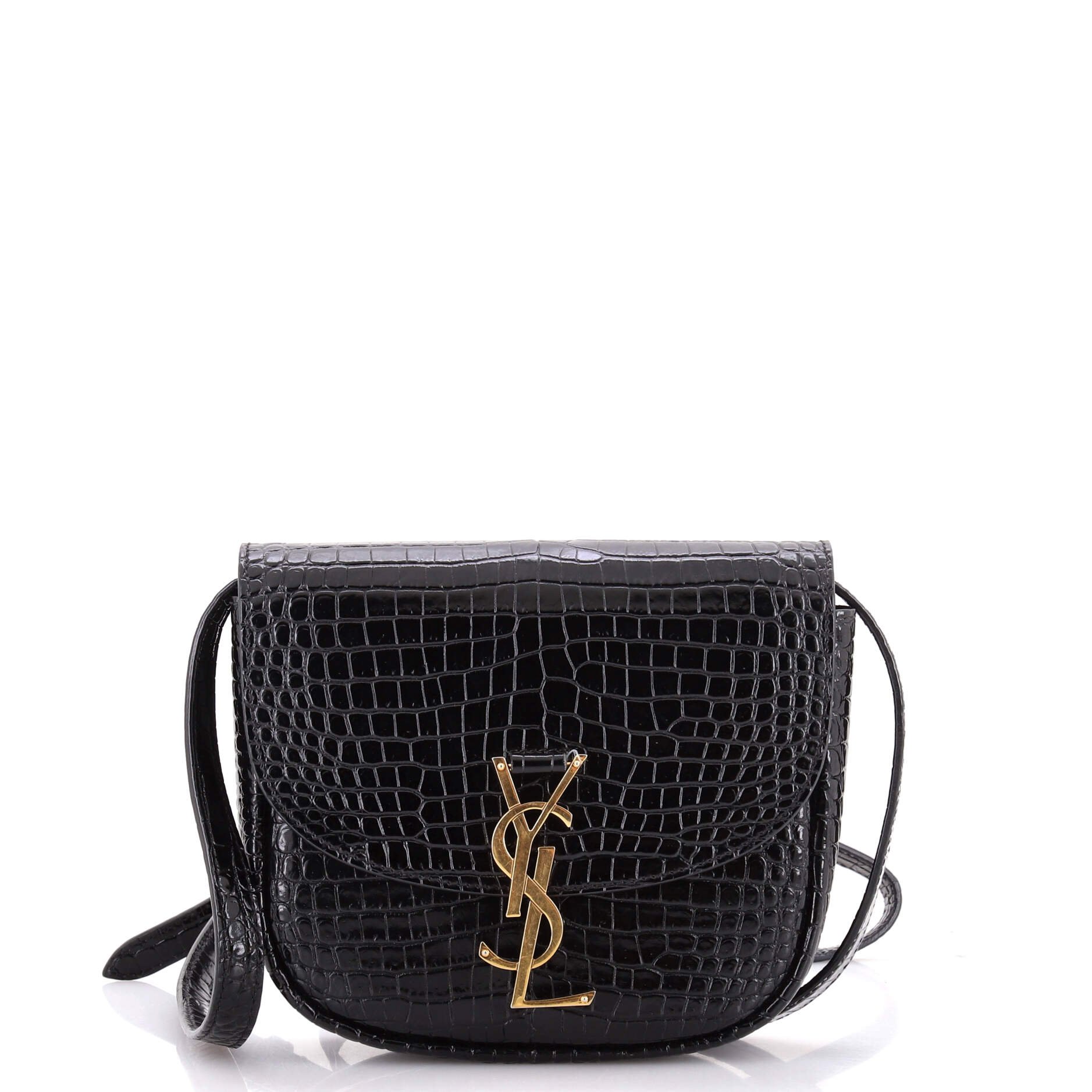 Kaia Shoulder Bag Crocodile Embossed Leather Small