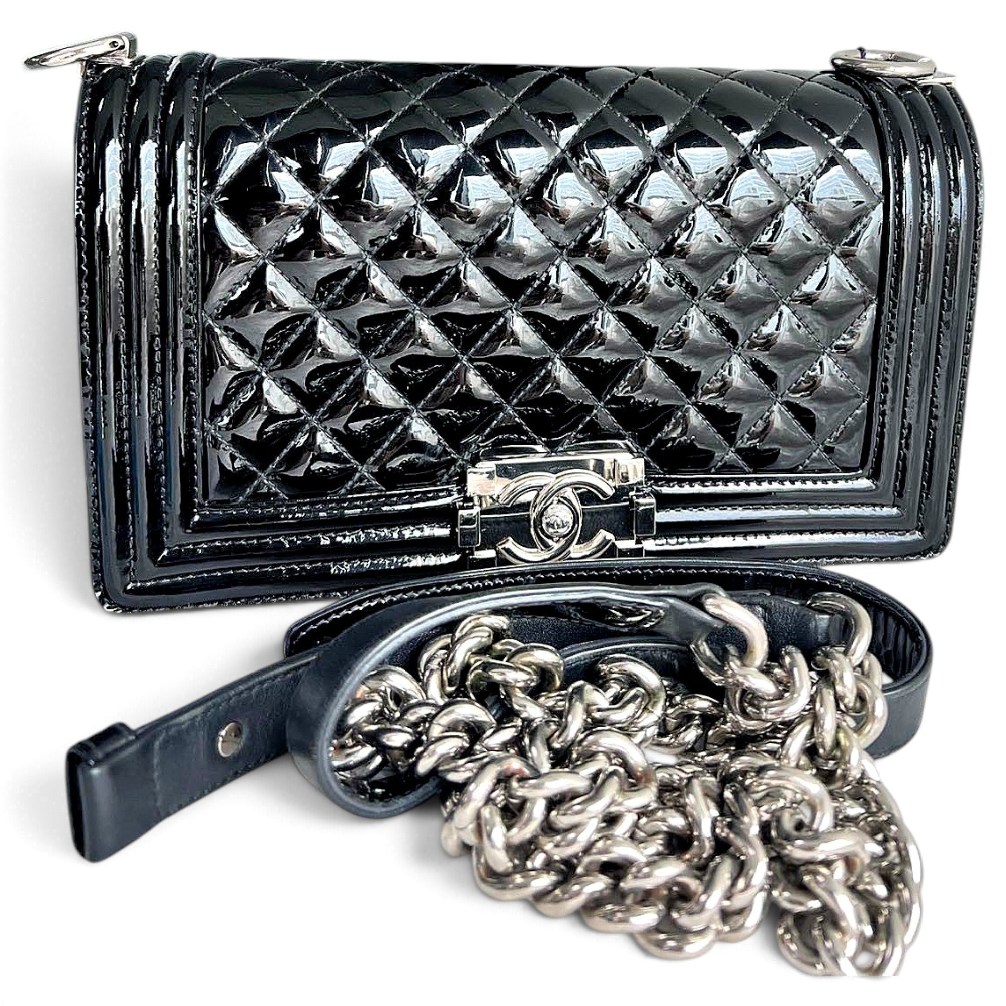 Boy patent leather crossbody bag