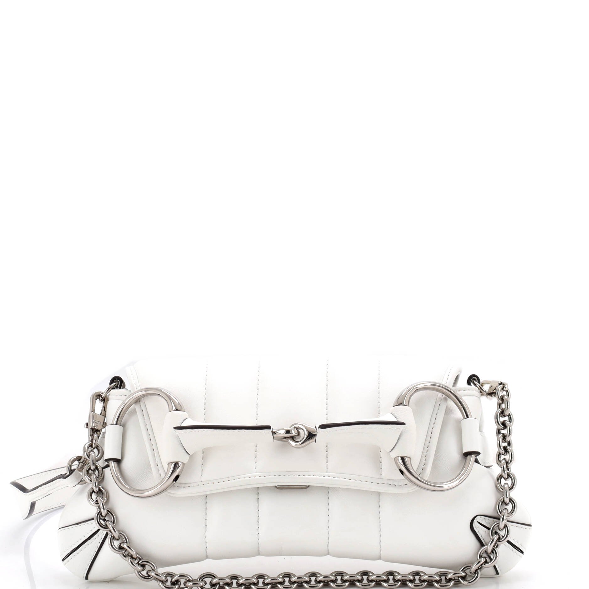 Horsebit Chain Shoulder Bag Vertical Quilted Leather Small