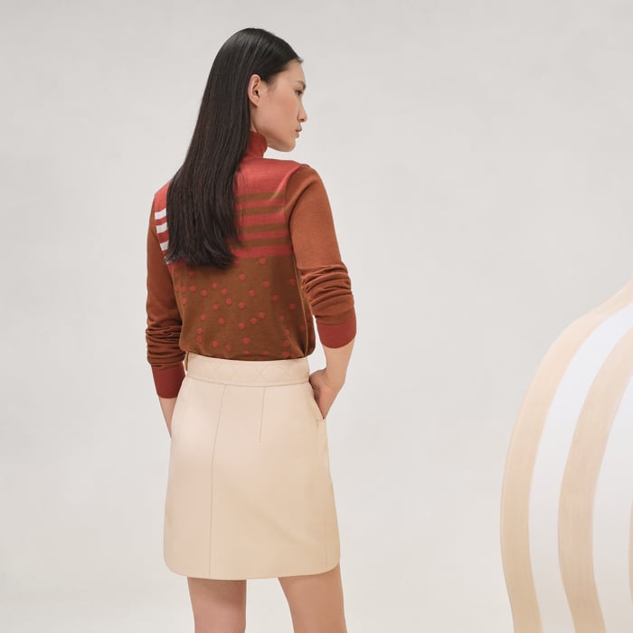 Beige Kaolin Miniskirt With Quilted Detail
