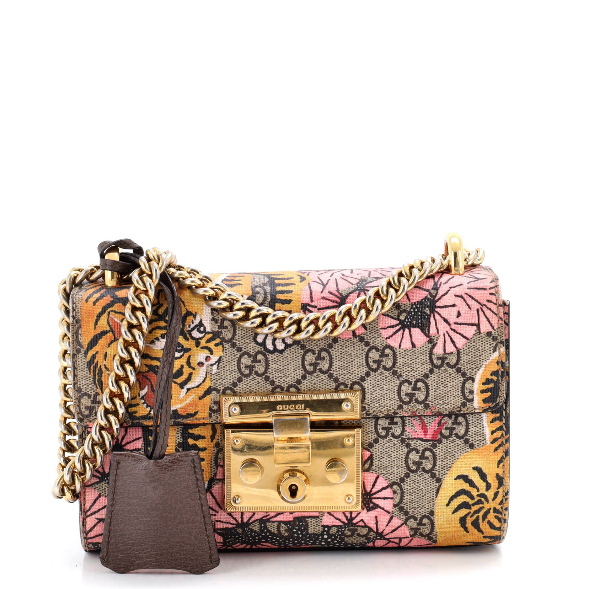 Gucci Padlock Shoulder Bag Bengal Print GG Coated Canvas Small