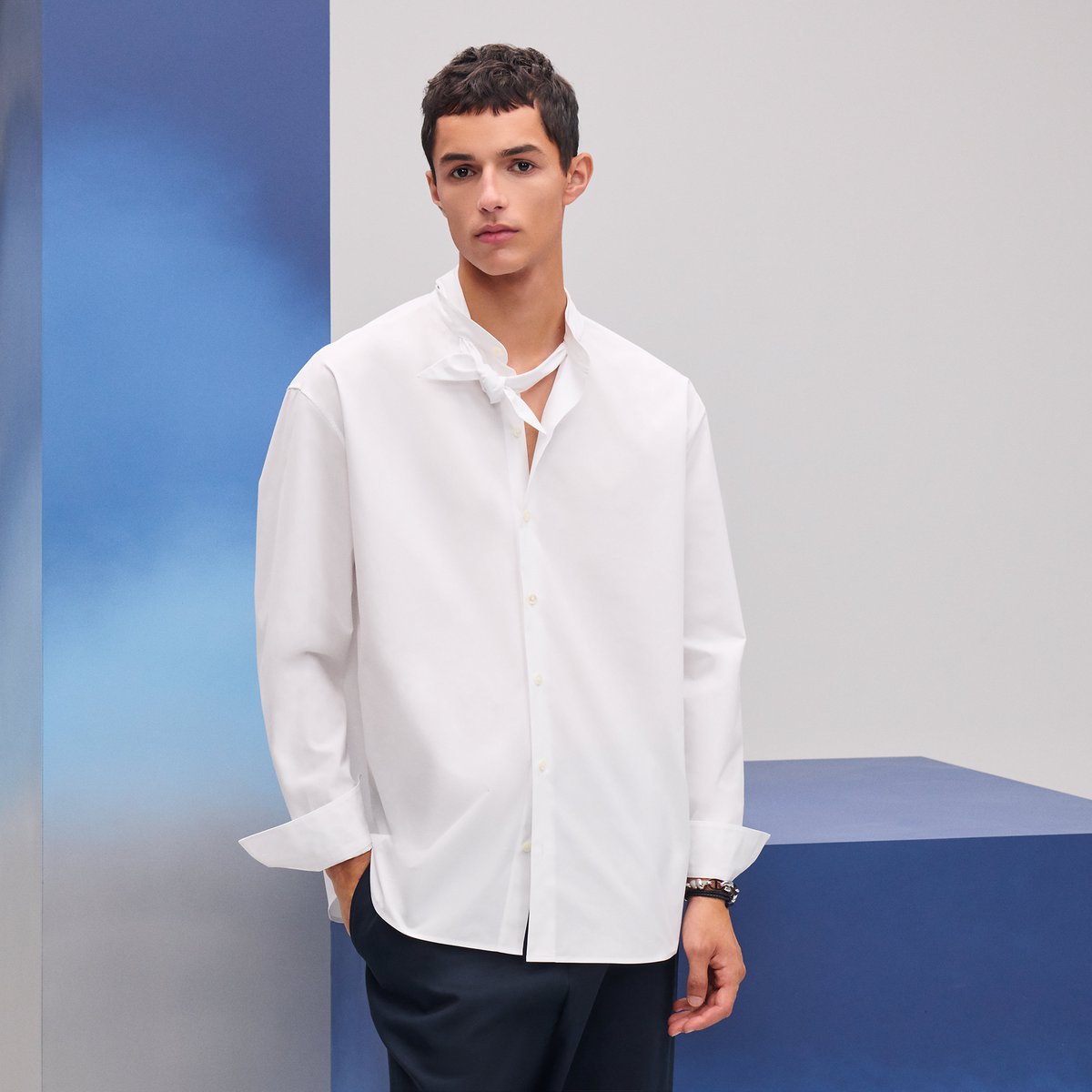 Blanc Boxy Fit Shirt With Marius Collar