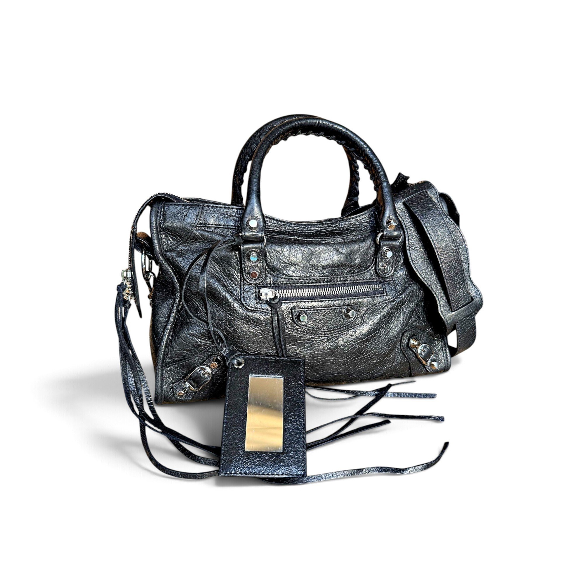 City leather handbag