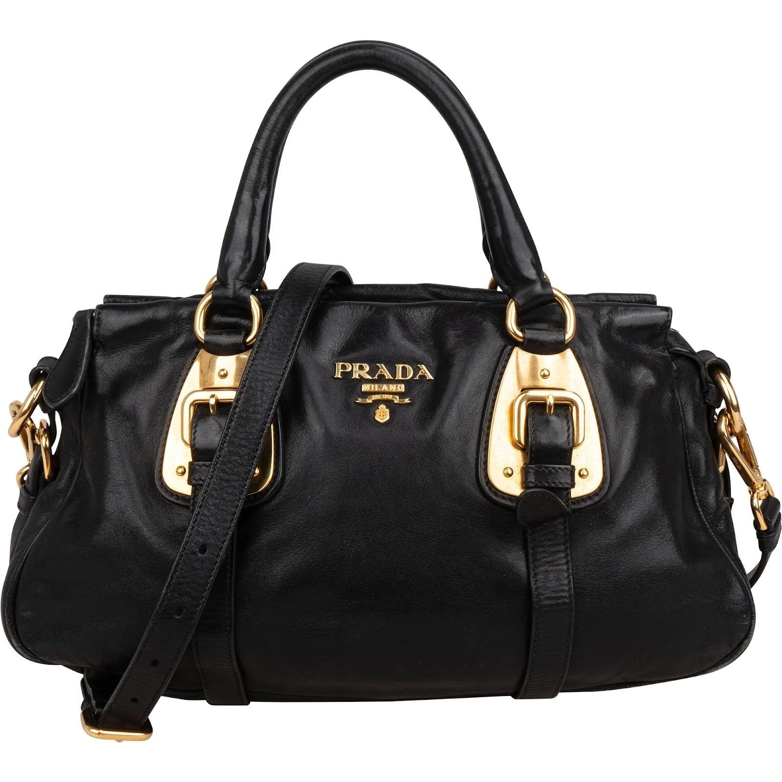 Buckle leather handbag