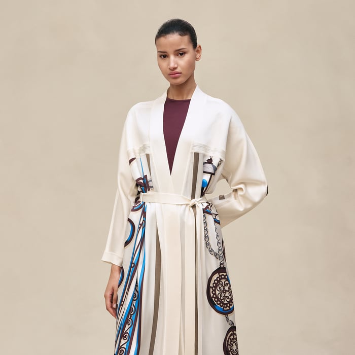 Blanc Céramique "l'Enseigne Du Sellier" Long Cardigan