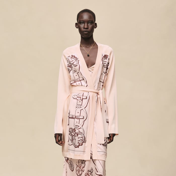 Rose Opaline "Ferronnerie Remix" Long-sleeve Twillaine Cardigan