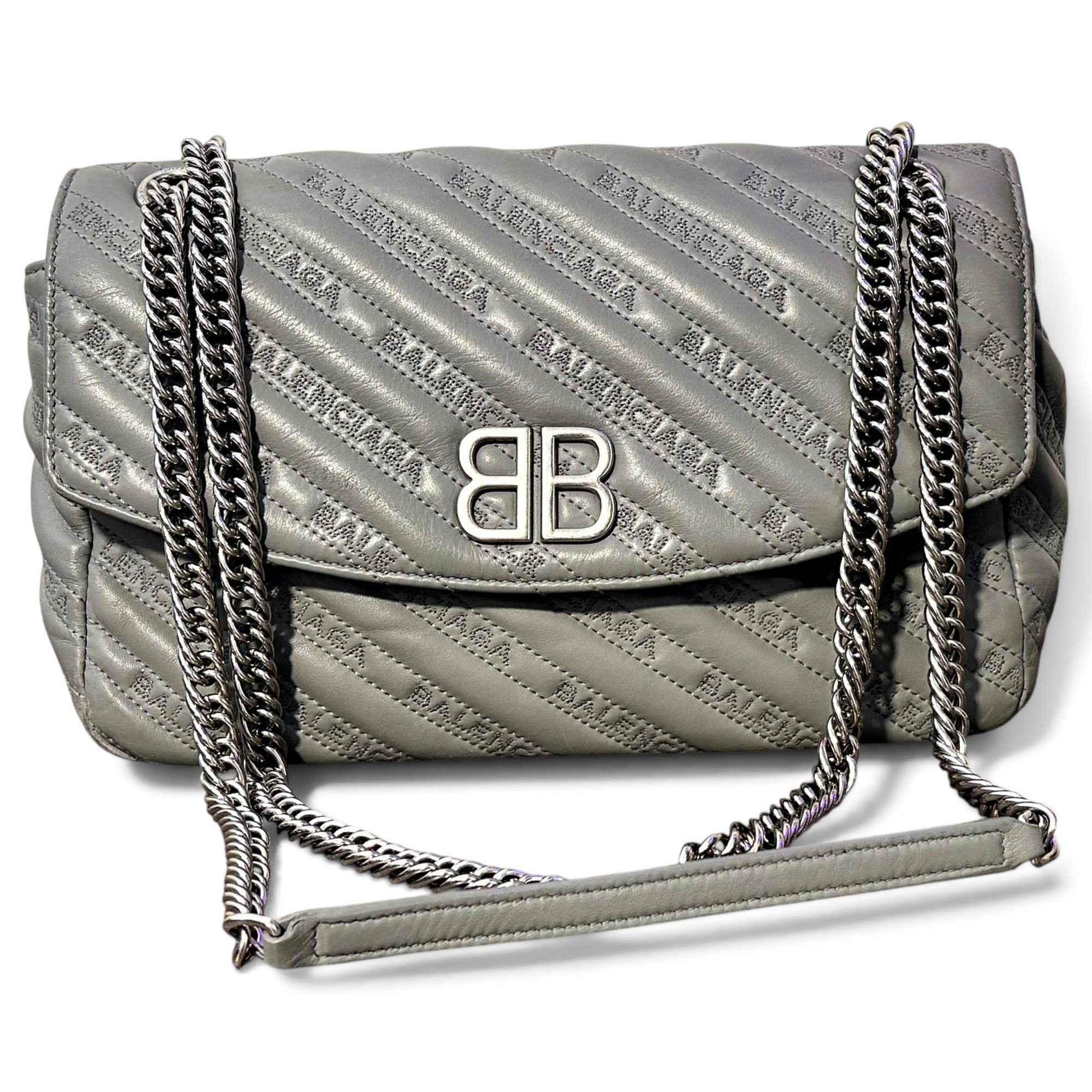 BB chain leather crossbody bag