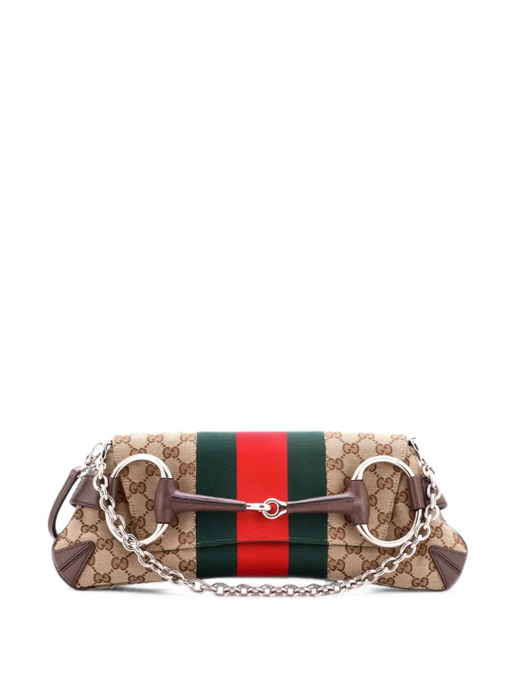 Horsebit NM Web Chain Clutch GG Canvas Medium shoulder bag