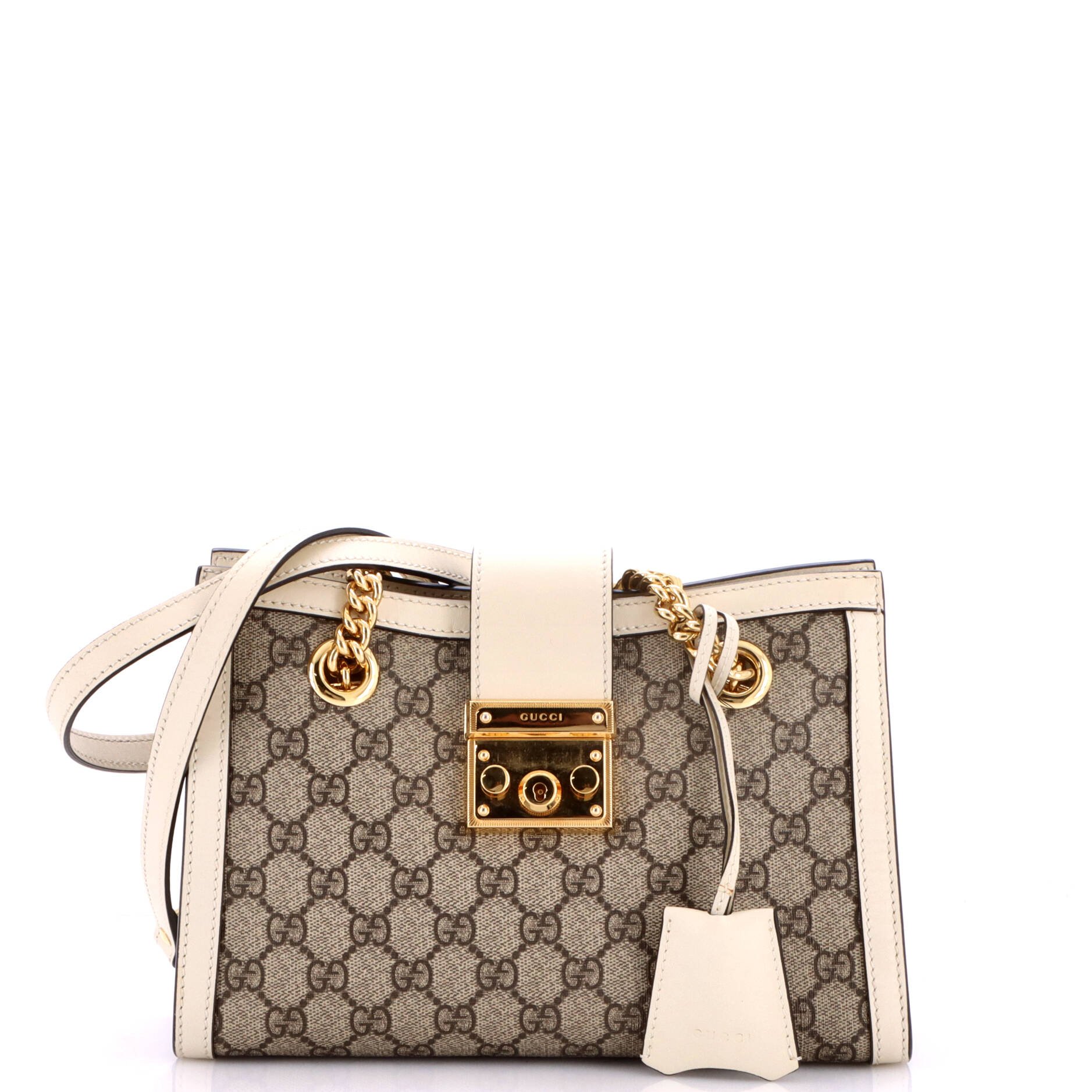Padlock Chain Tote GG Coated Canvas with Leather Small