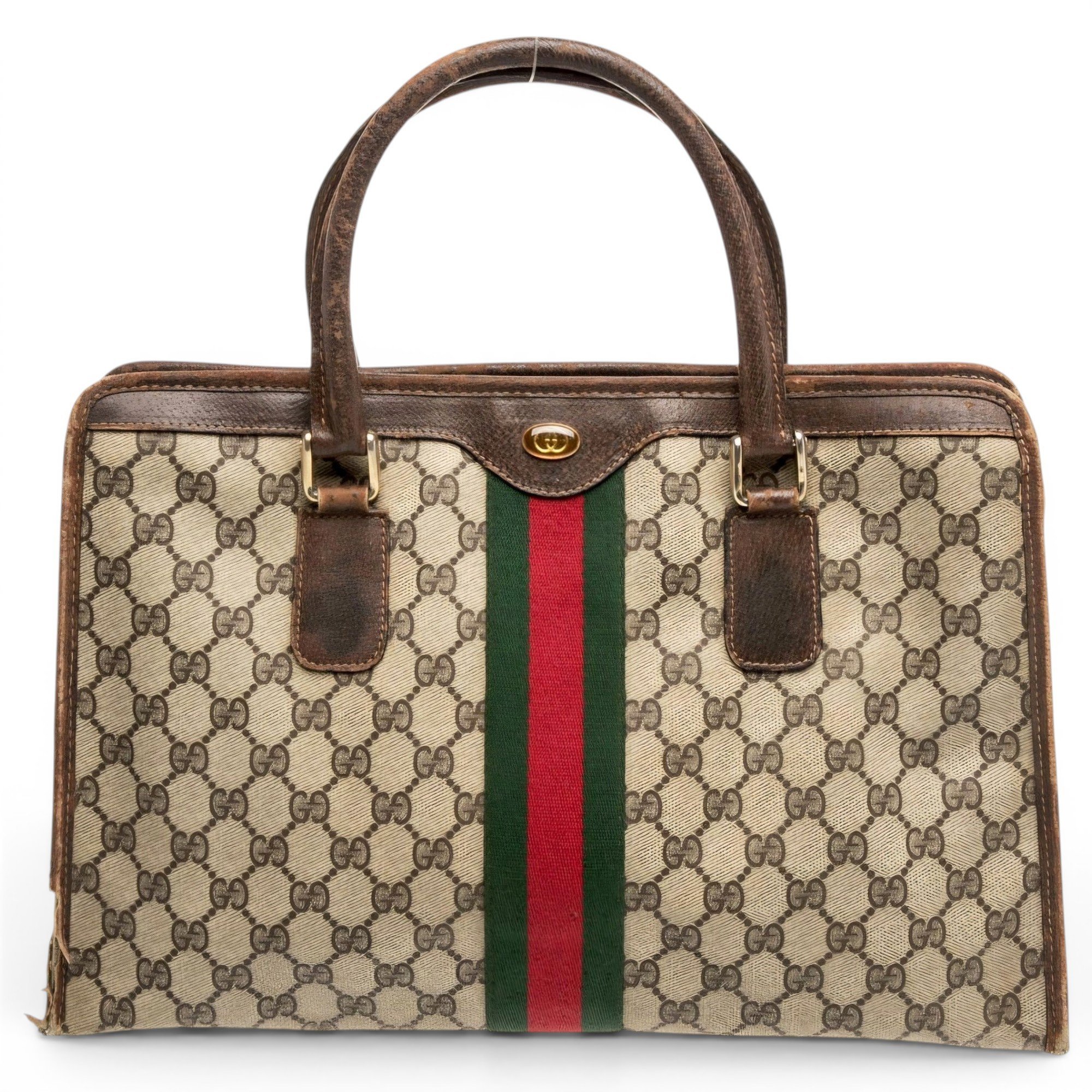 Ophidia Top Handle leather handbag