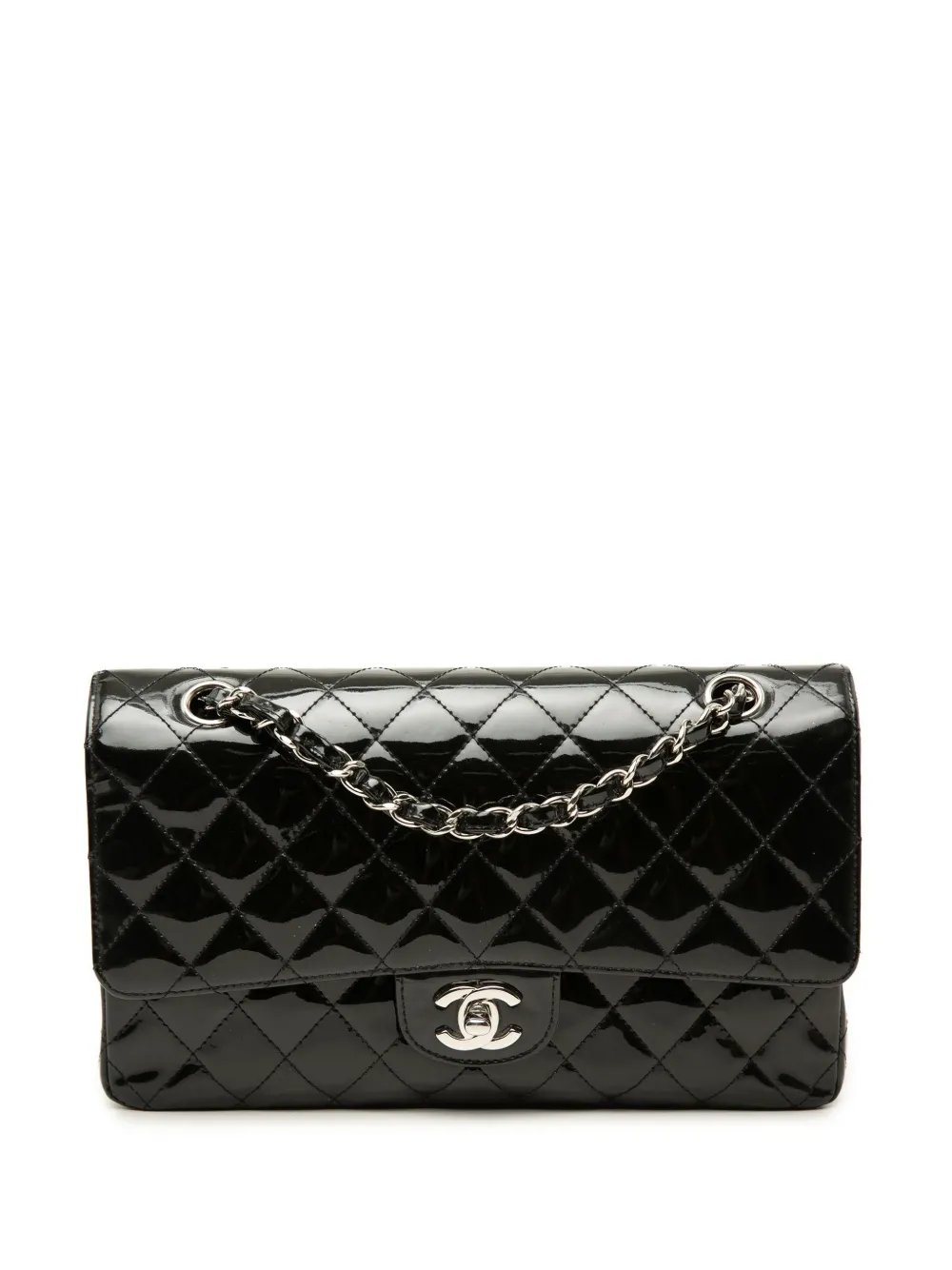 2009-2010 Medium Classic Patent Double Flap shoulder bag