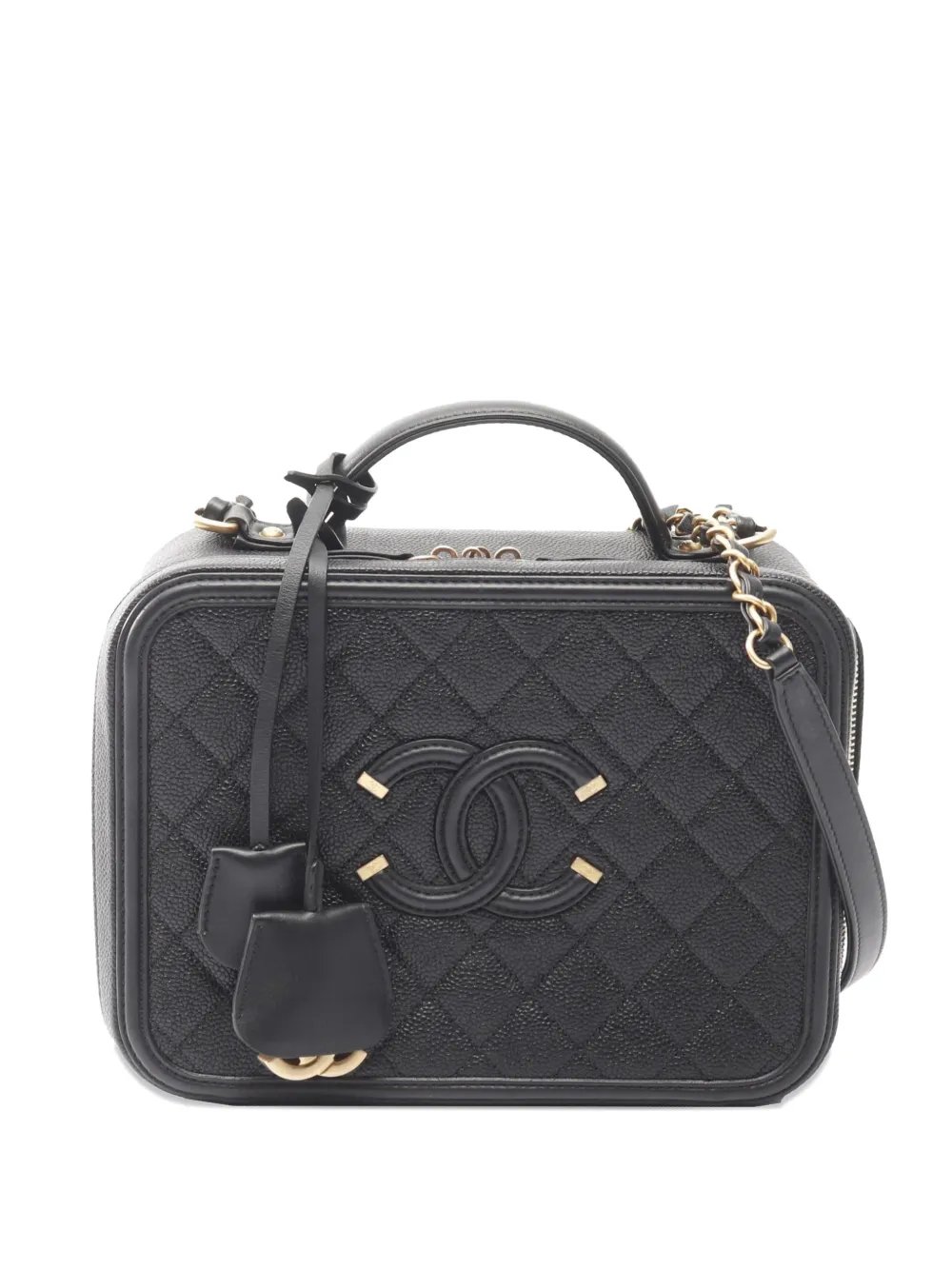 2019 Large Caviar CC Filigree Vanity Case satchel