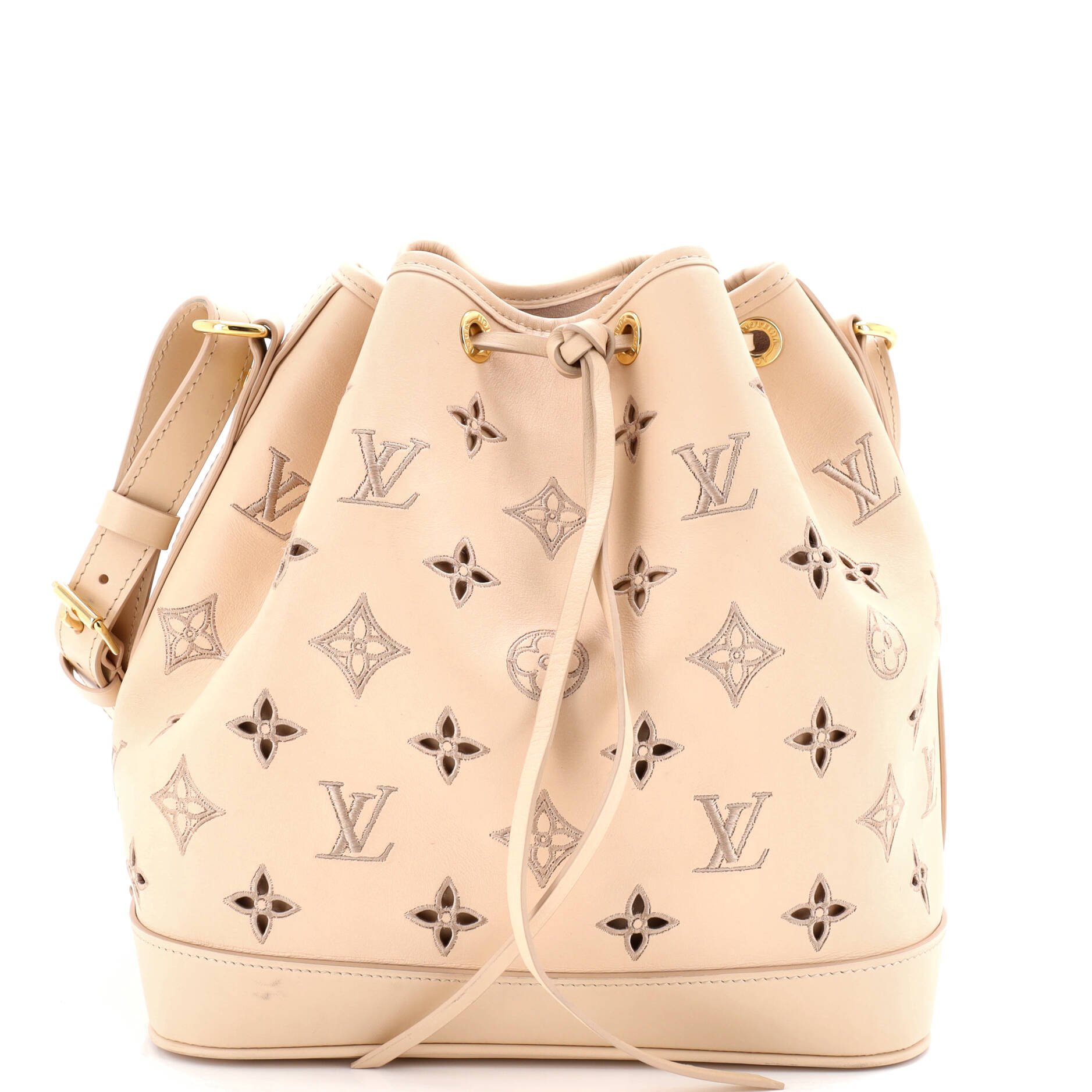 Louis Vuitton Petit Noe NM Handbag Monogram Cutout Broderie Leather