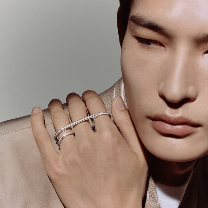 Sans Coloris Chaine d'Ancre Punk Triple Ring