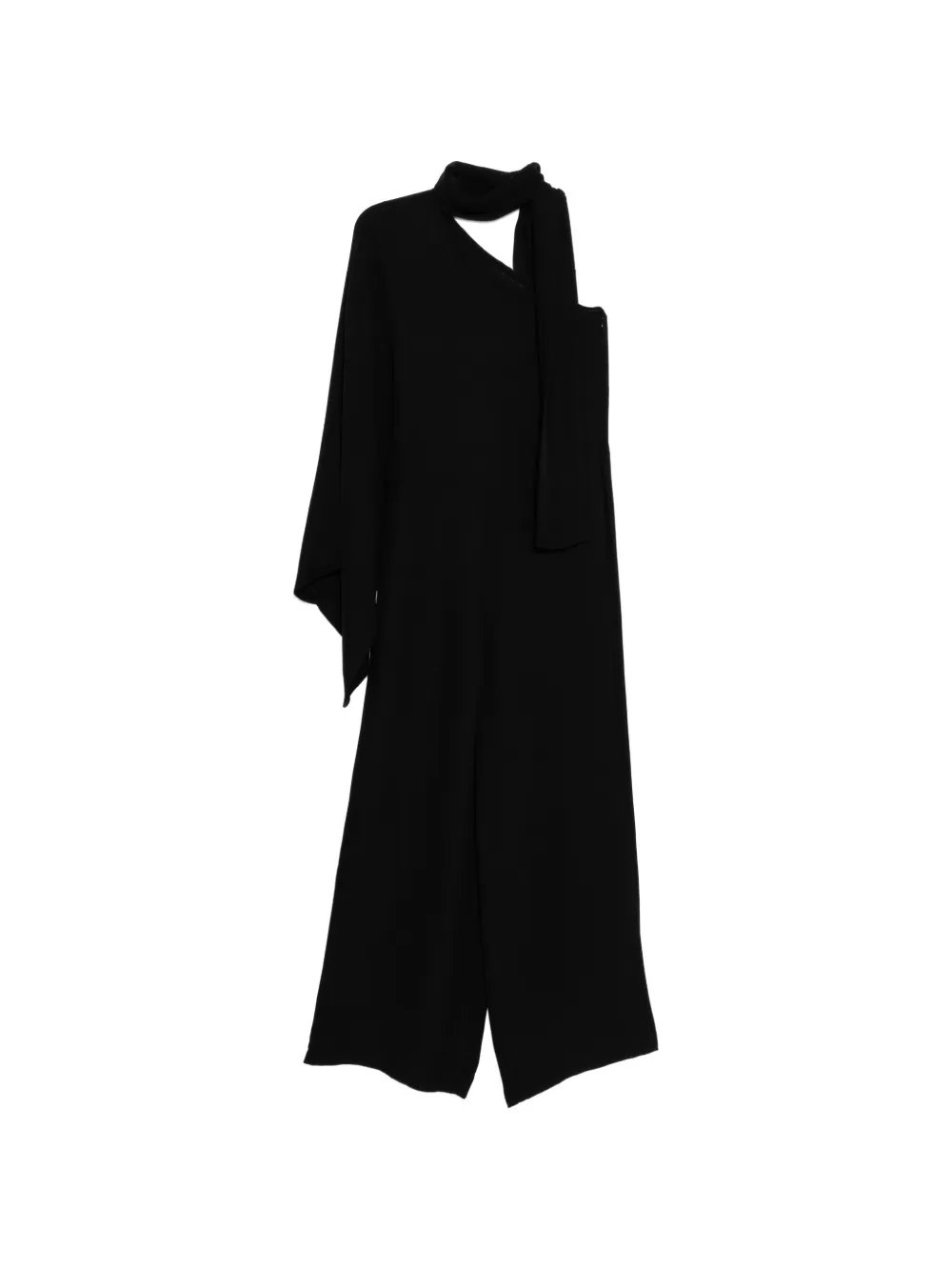 one-shoulder scarf-detail gown