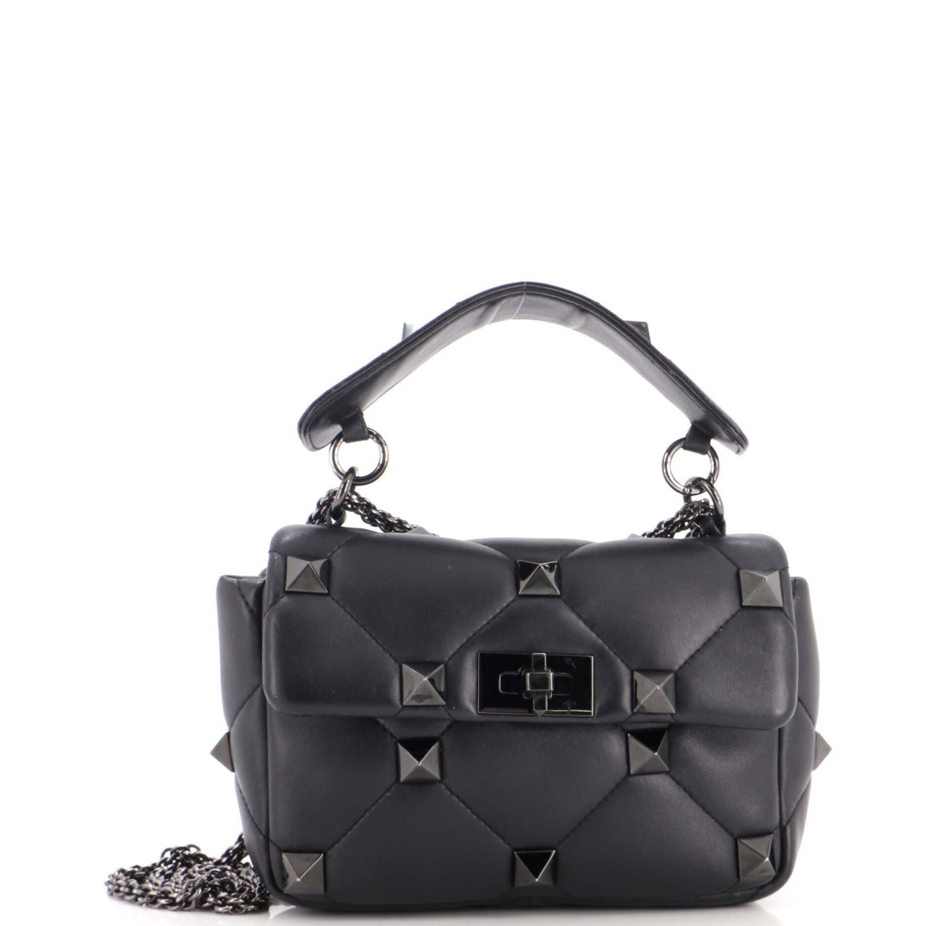 Roman Stud Flap Bag Quilted Leather Medium