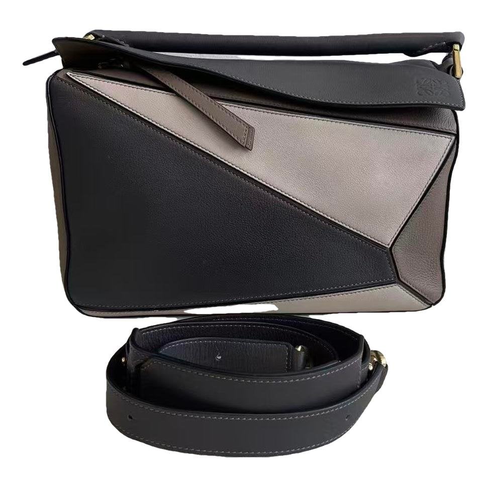 Puzzle leather handbag