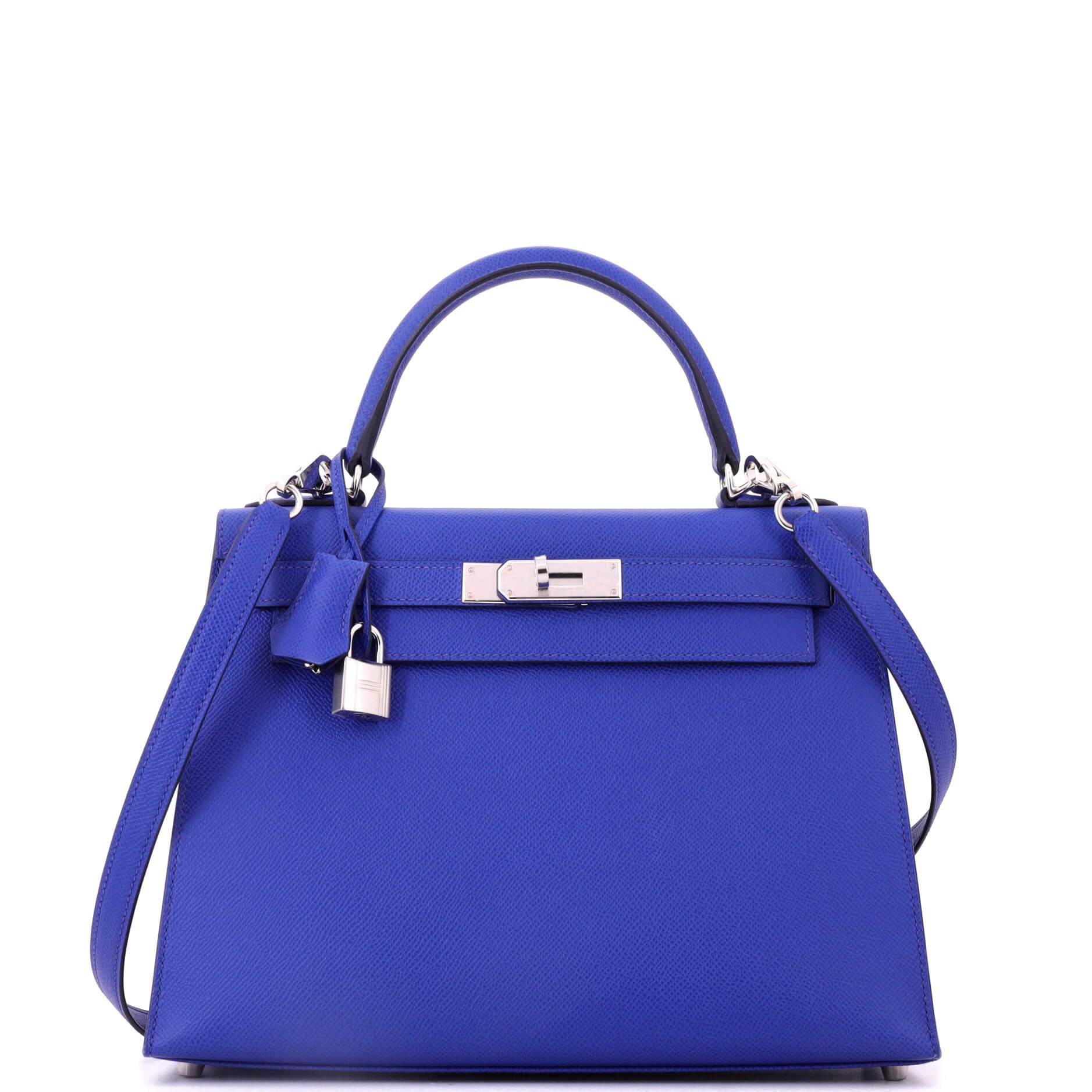 Kelly Handbag Bleu Royal Epsom with Palladium Hardware 28
