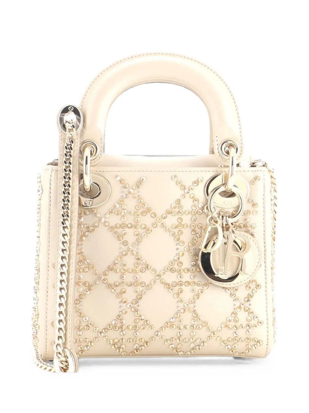 Lady Dior Chain Bag Crystal Embellished Cannage Quilt Leather Mini satchel